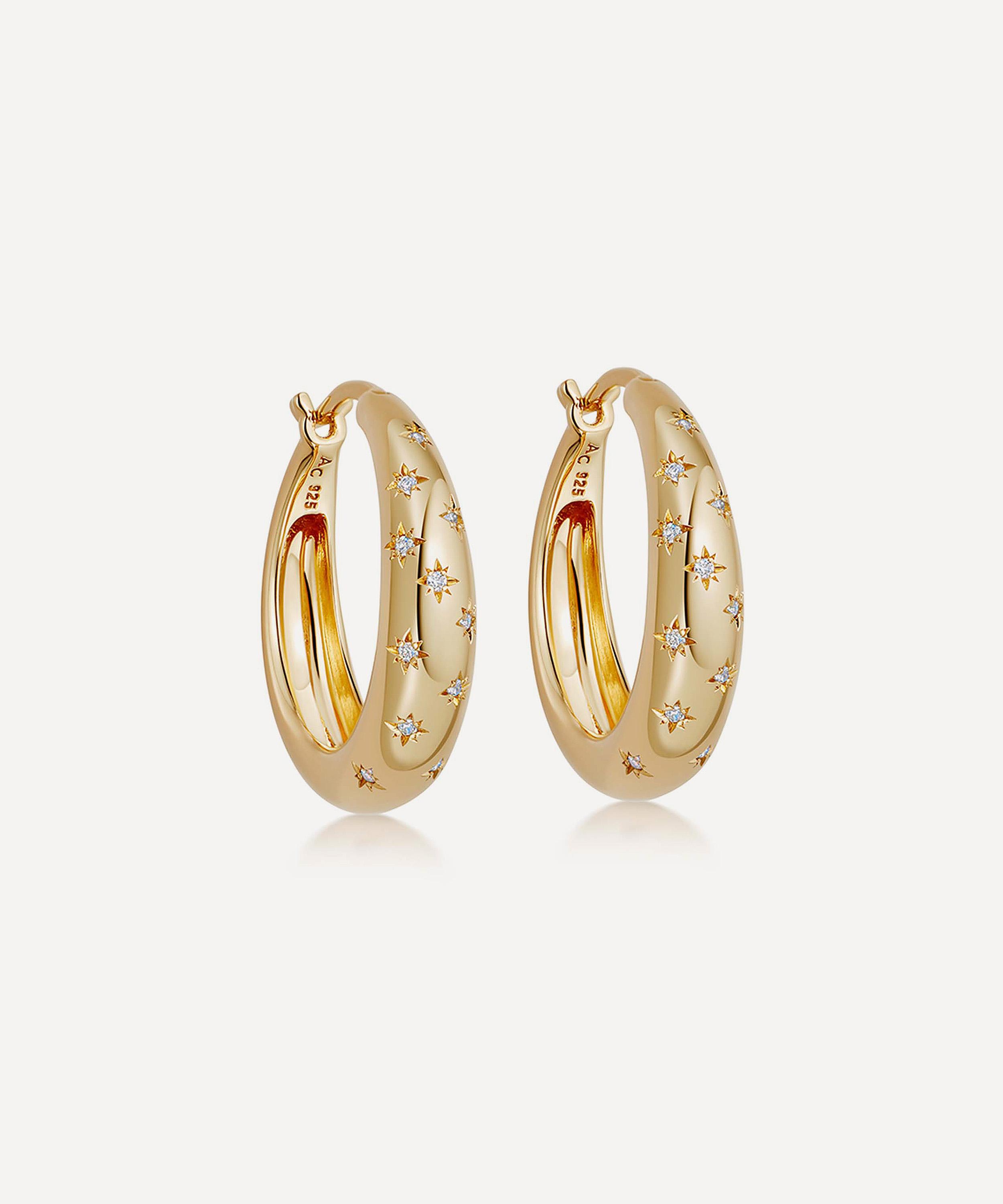 Astley Clarke - 18ct Gold-Plated Vermeil Silver Tiny Star Hoop Earrings