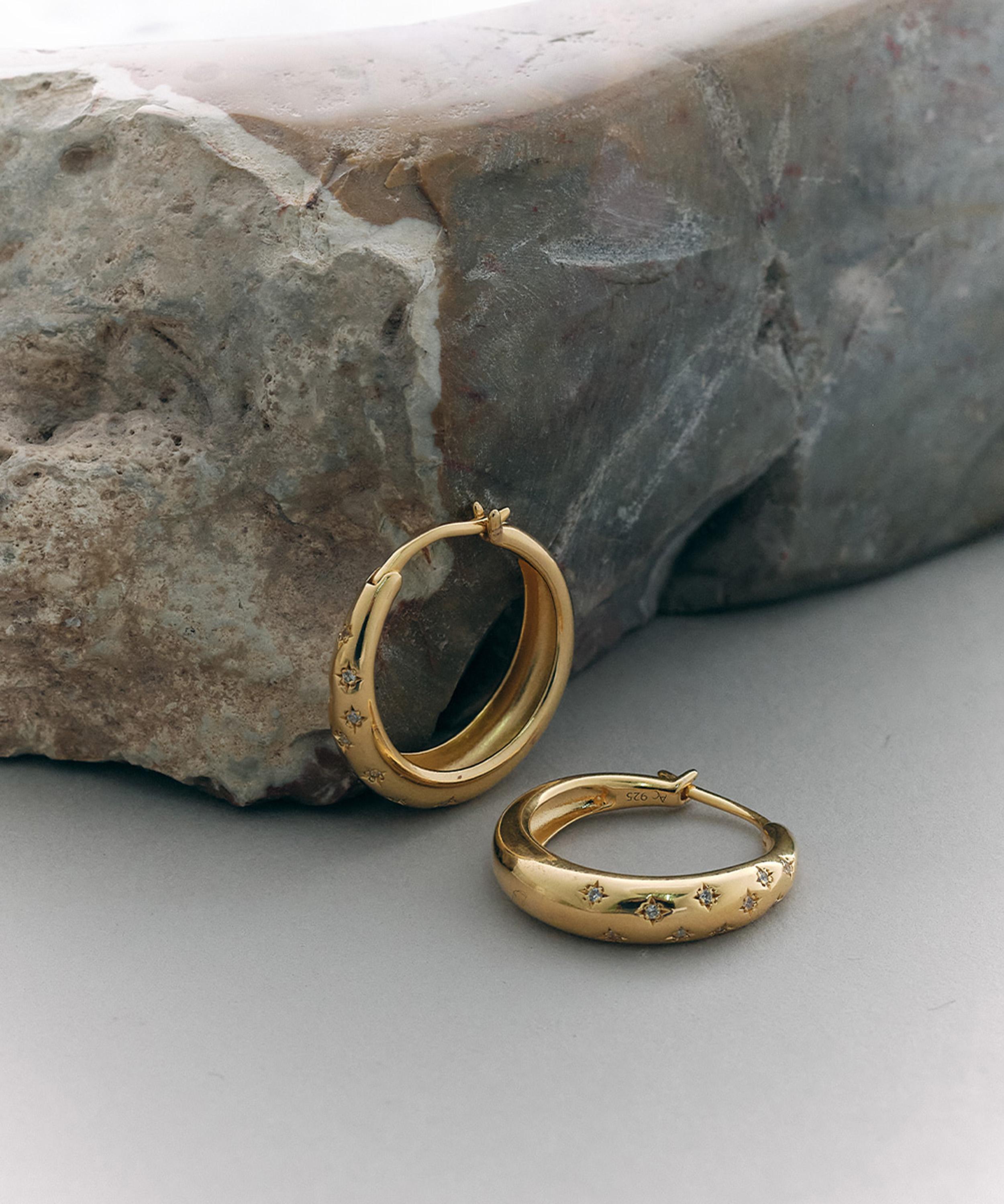 Astley Clarke - 18ct Gold-Plated Vermeil Silver Tiny Star Hoop Earrings image number 3