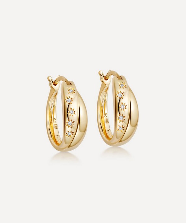 Astley Clarke - 18ct Gold-Plated Vermeil Silver Tiny Star Twisted Hoop Earrings image number null