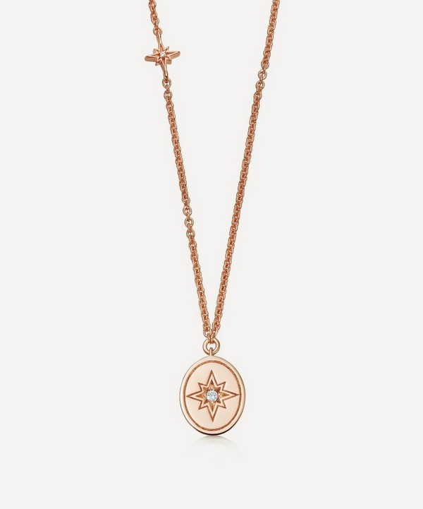 Astley Clarke - 18ct Rose Gold-Plated Vermeil Silver Oval Star Disc Pendant Necklace image number null