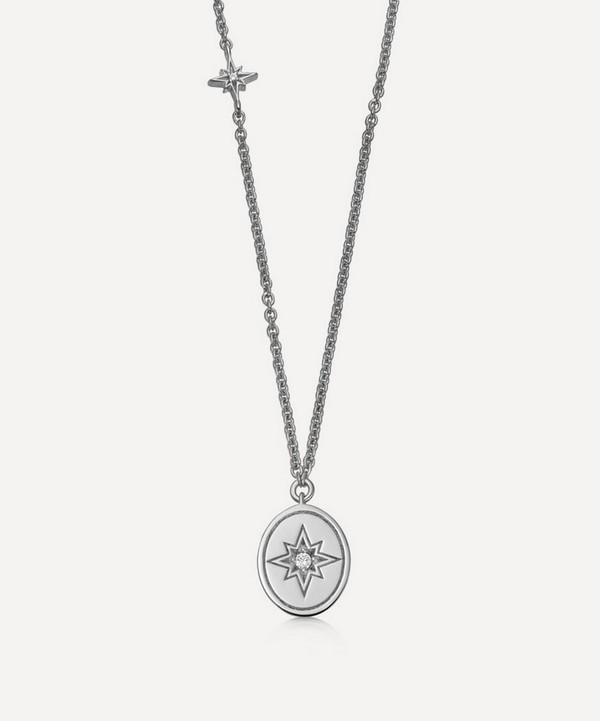 Astley Clarke - Sterling Silver Oval Star Disc Pendant Necklace image number null