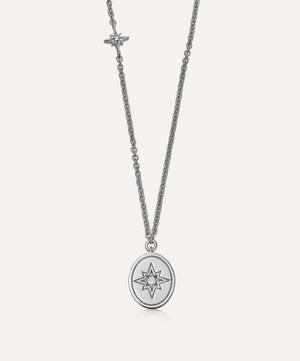 Sterling Silver Oval Star Disc Pendant Necklace