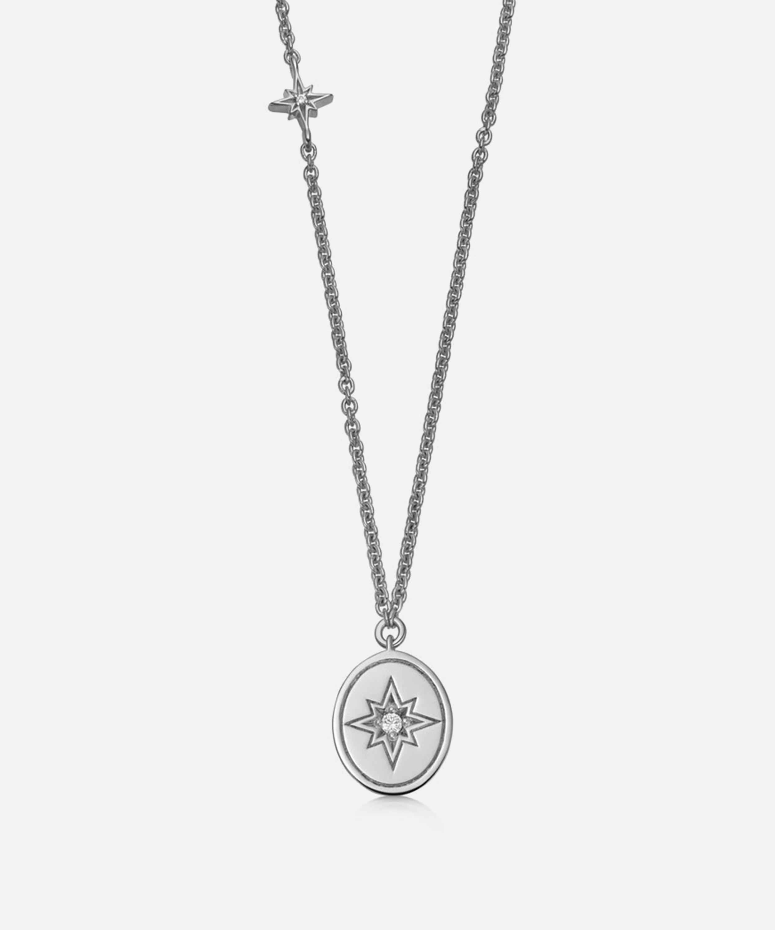 Sterling silver oval disc necklace