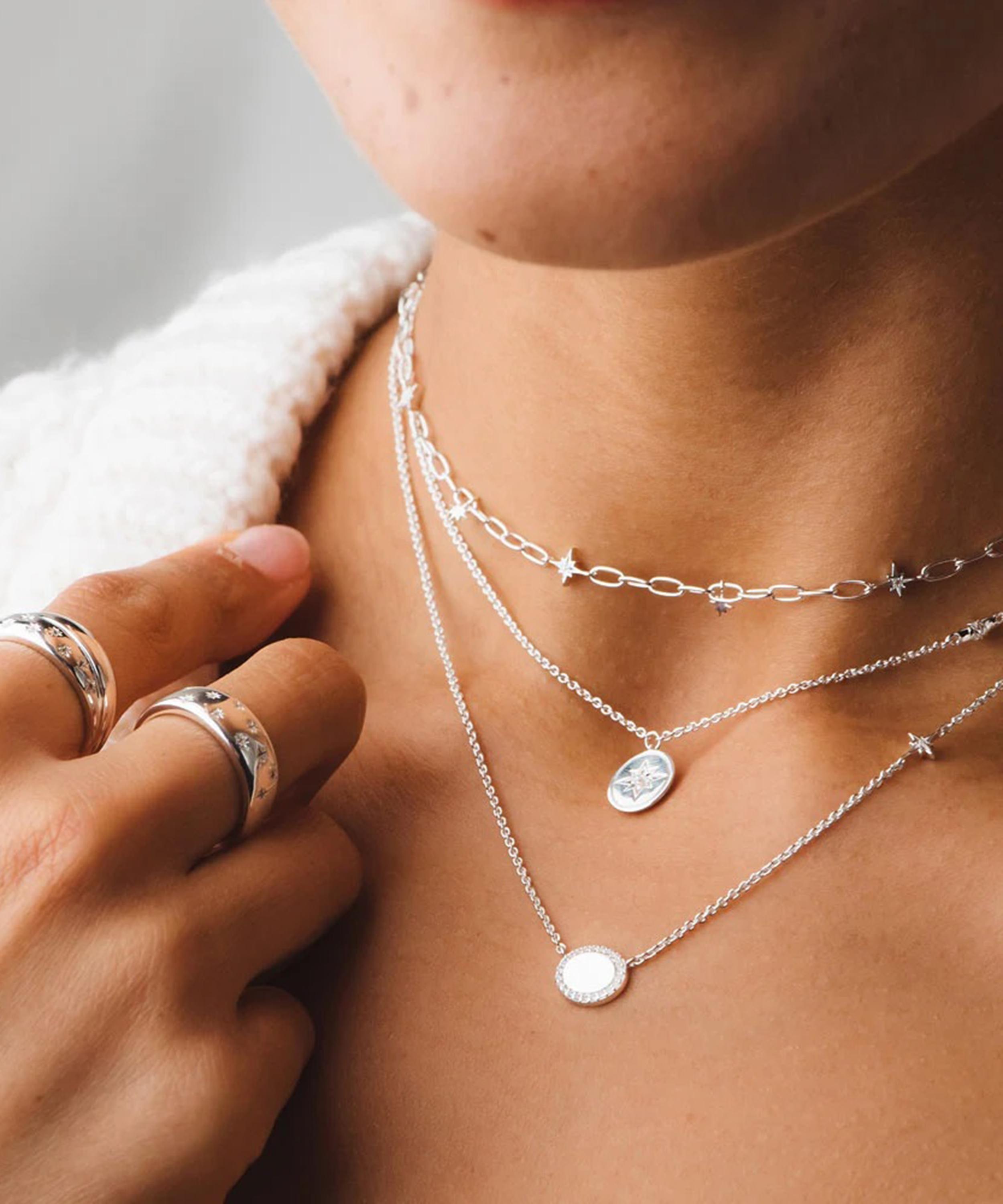 Sterling silver oval disc necklace