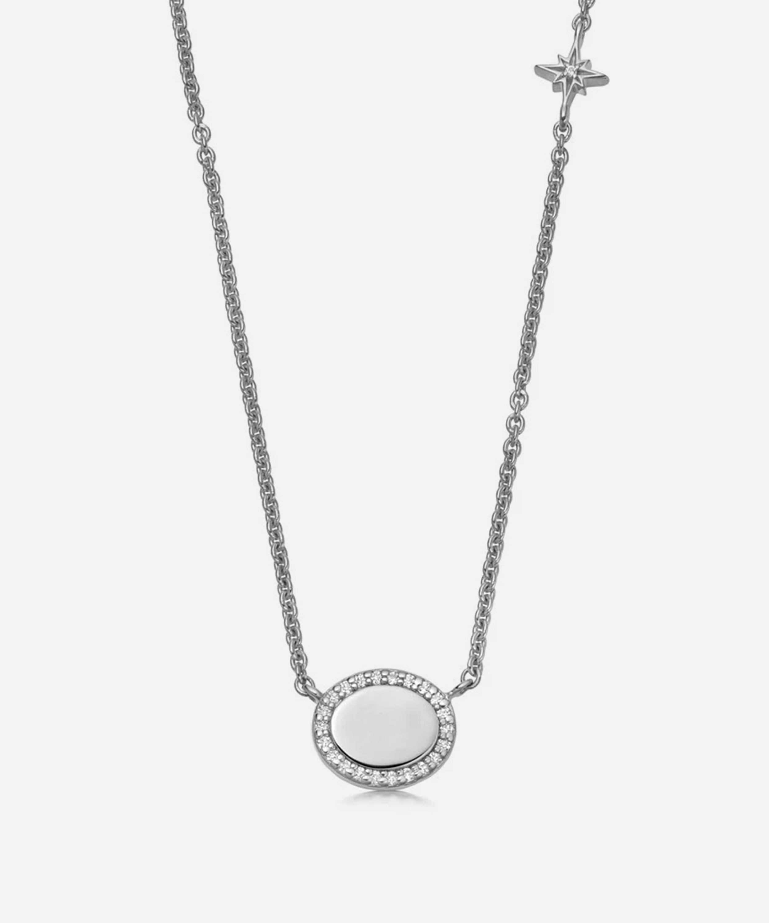 Sterling silver oval disc necklace