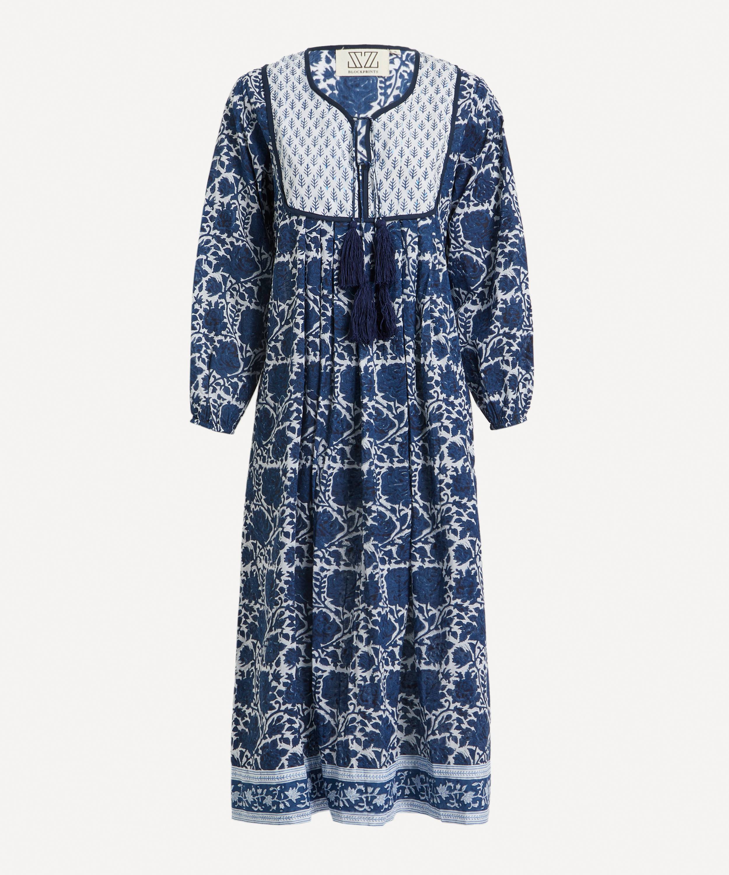 SZ Blockprints Indigo Rose Kitty Dress | Liberty