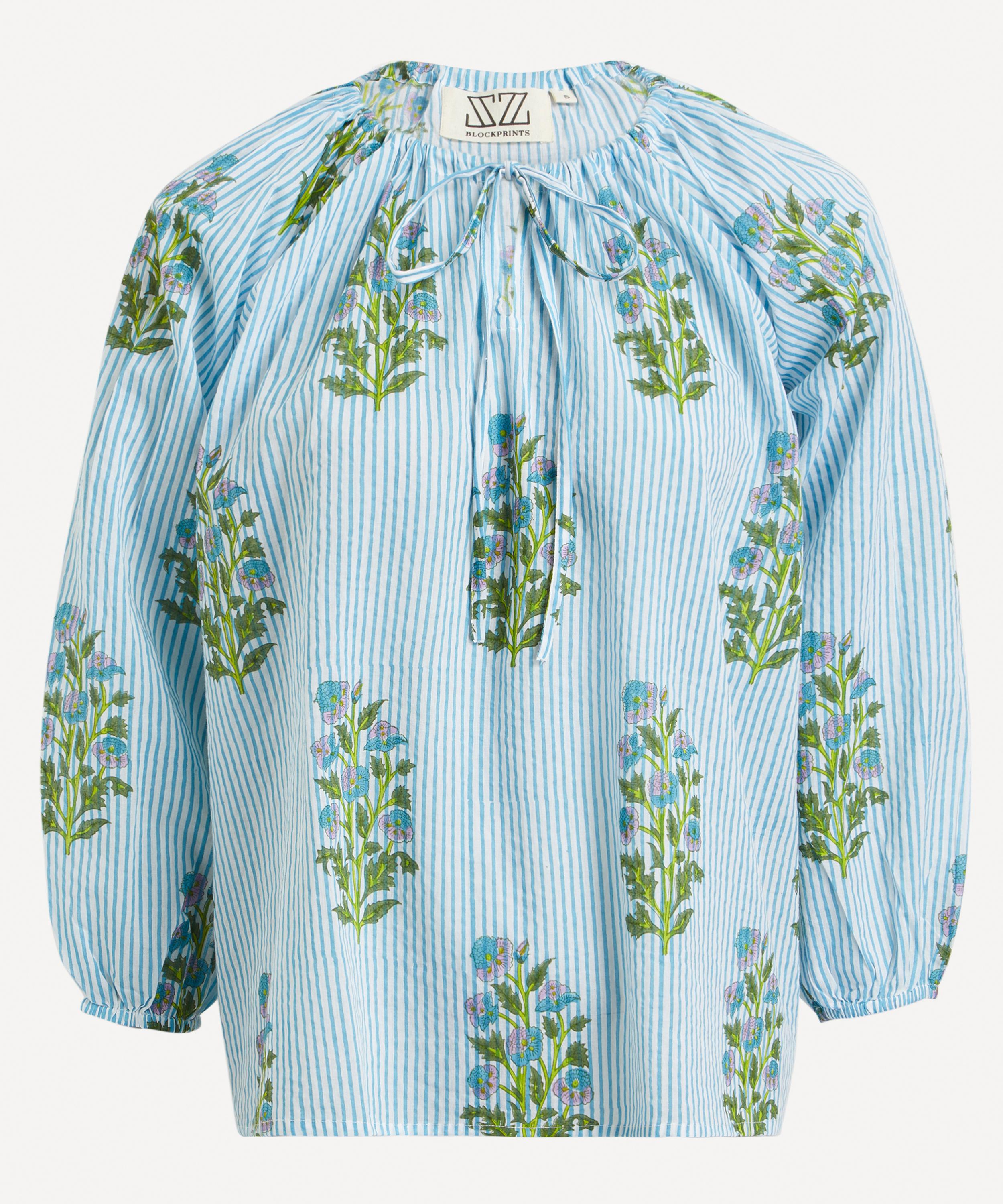 SZ Blockprints - Cornflower-Blue Ida Blouse image number 0
