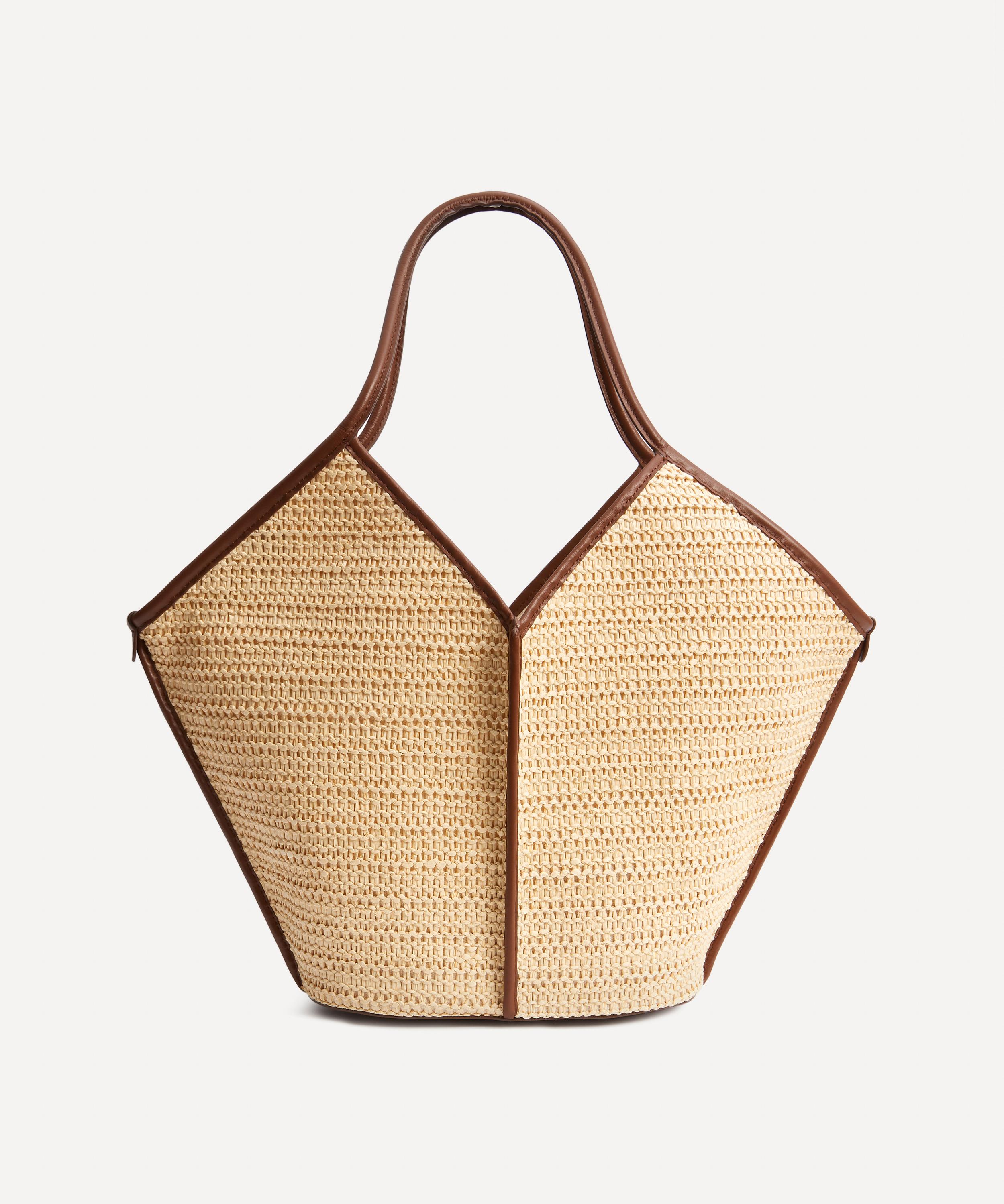 HEREU Castell Leather and Raffia Tote Bag