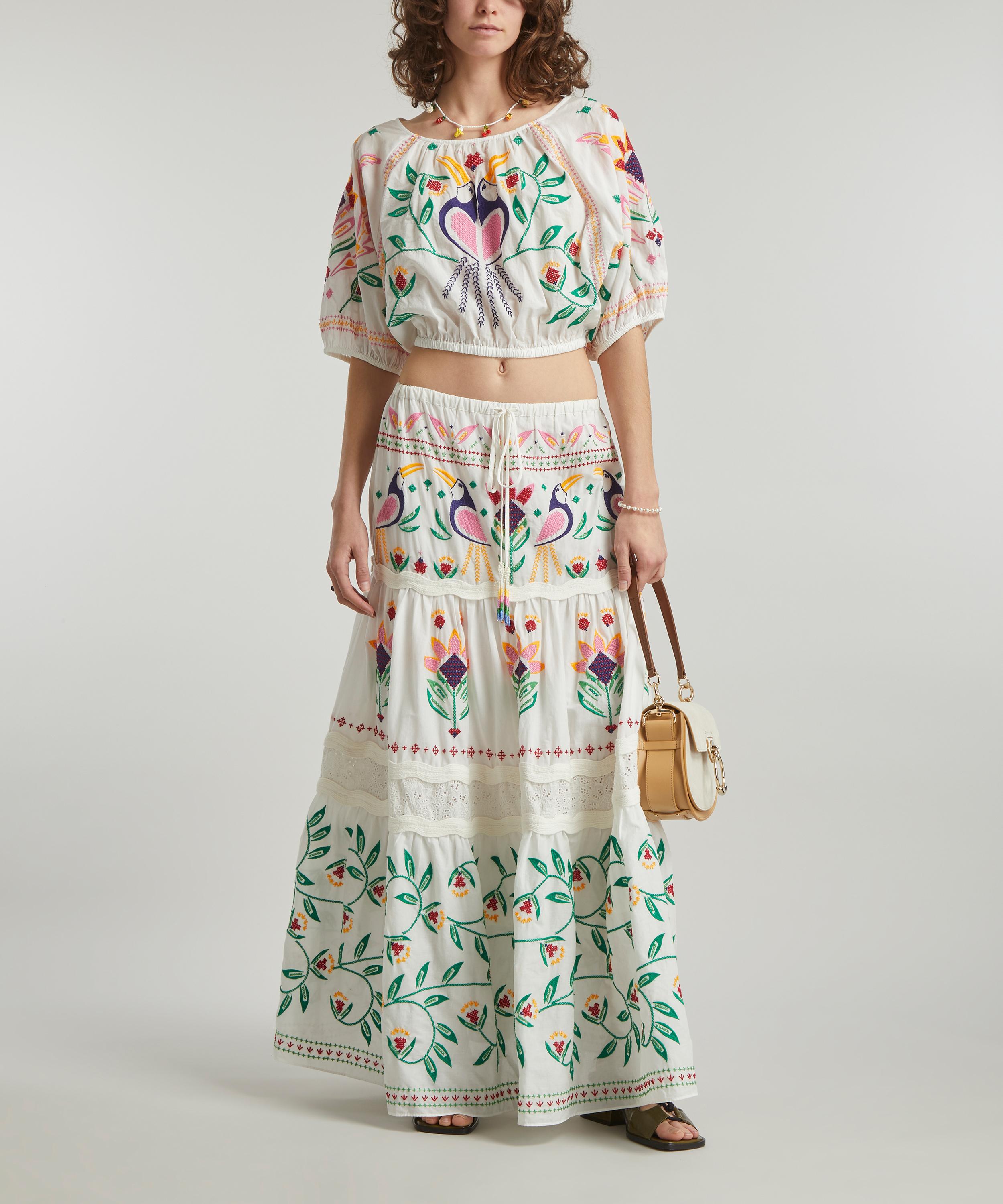 FARM Rio - Summer Garden Embroidered Maxi-Skirt image number 1