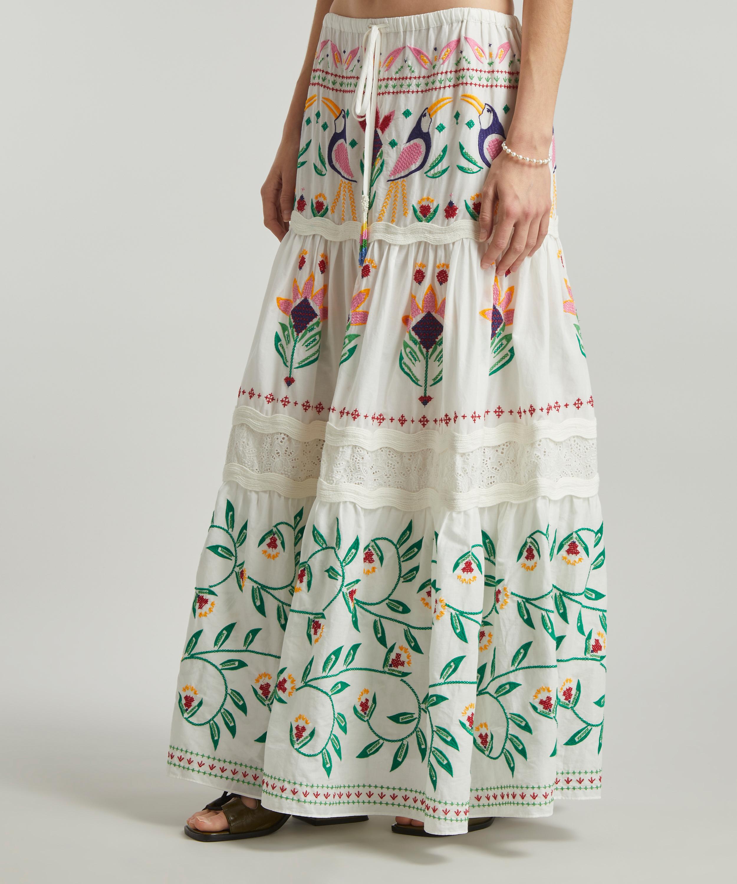 FARM Rio - Summer Garden Embroidered Maxi-Skirt image number 2