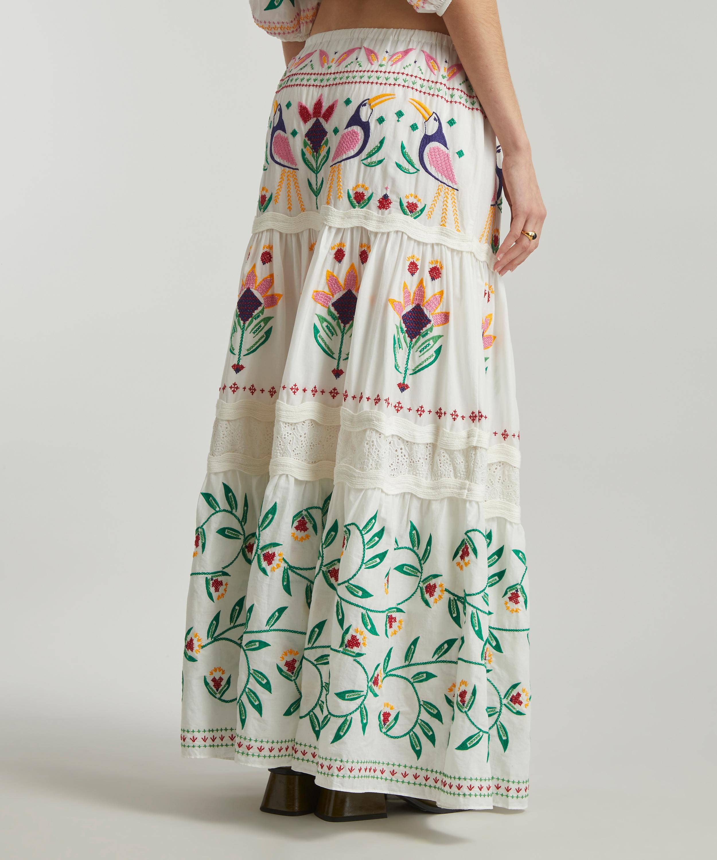 FARM Rio - Summer Garden Embroidered Maxi-Skirt image number 3