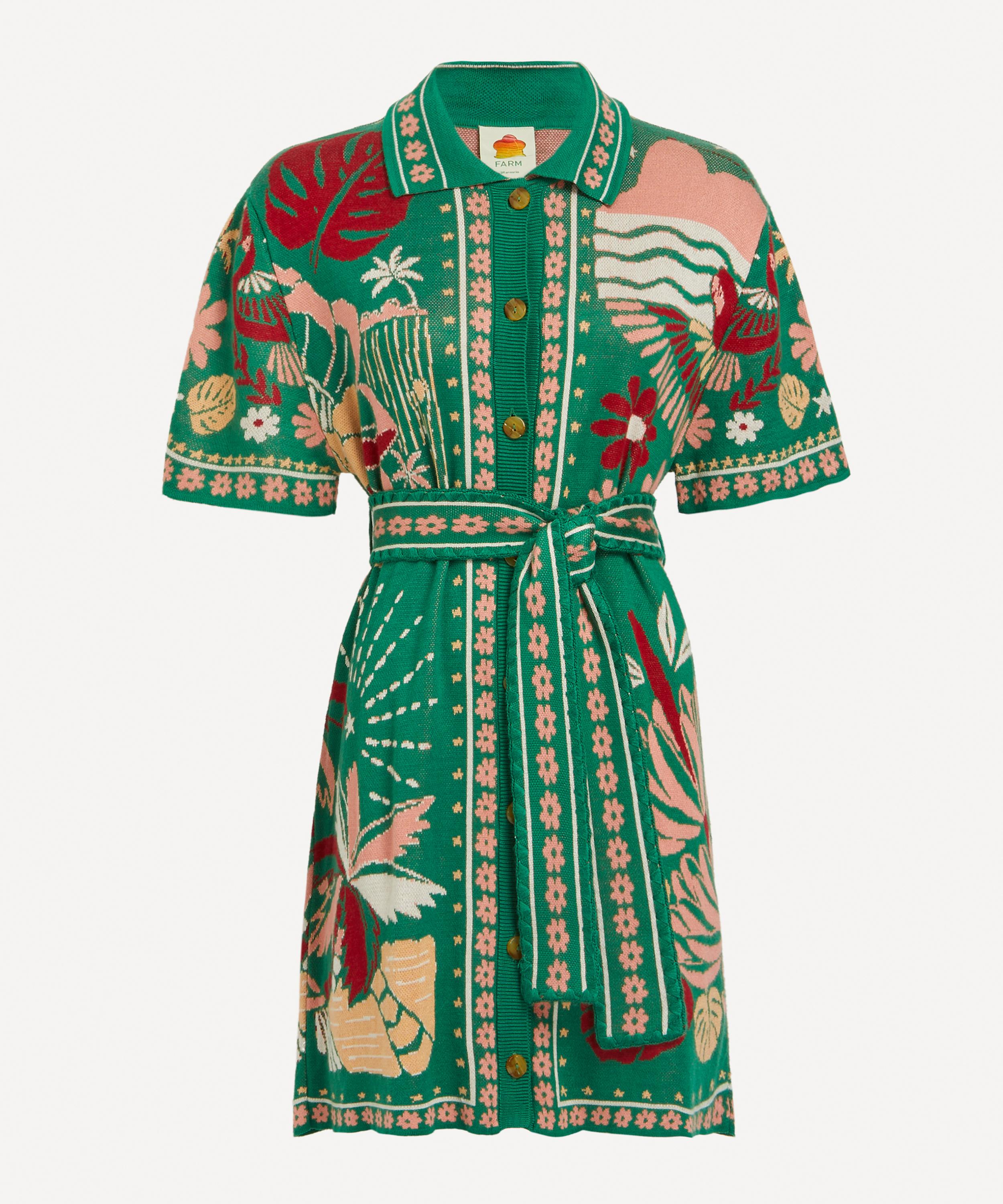 FARM Rio - Green Rio Tiles Knitted Shirtdress image number 0
