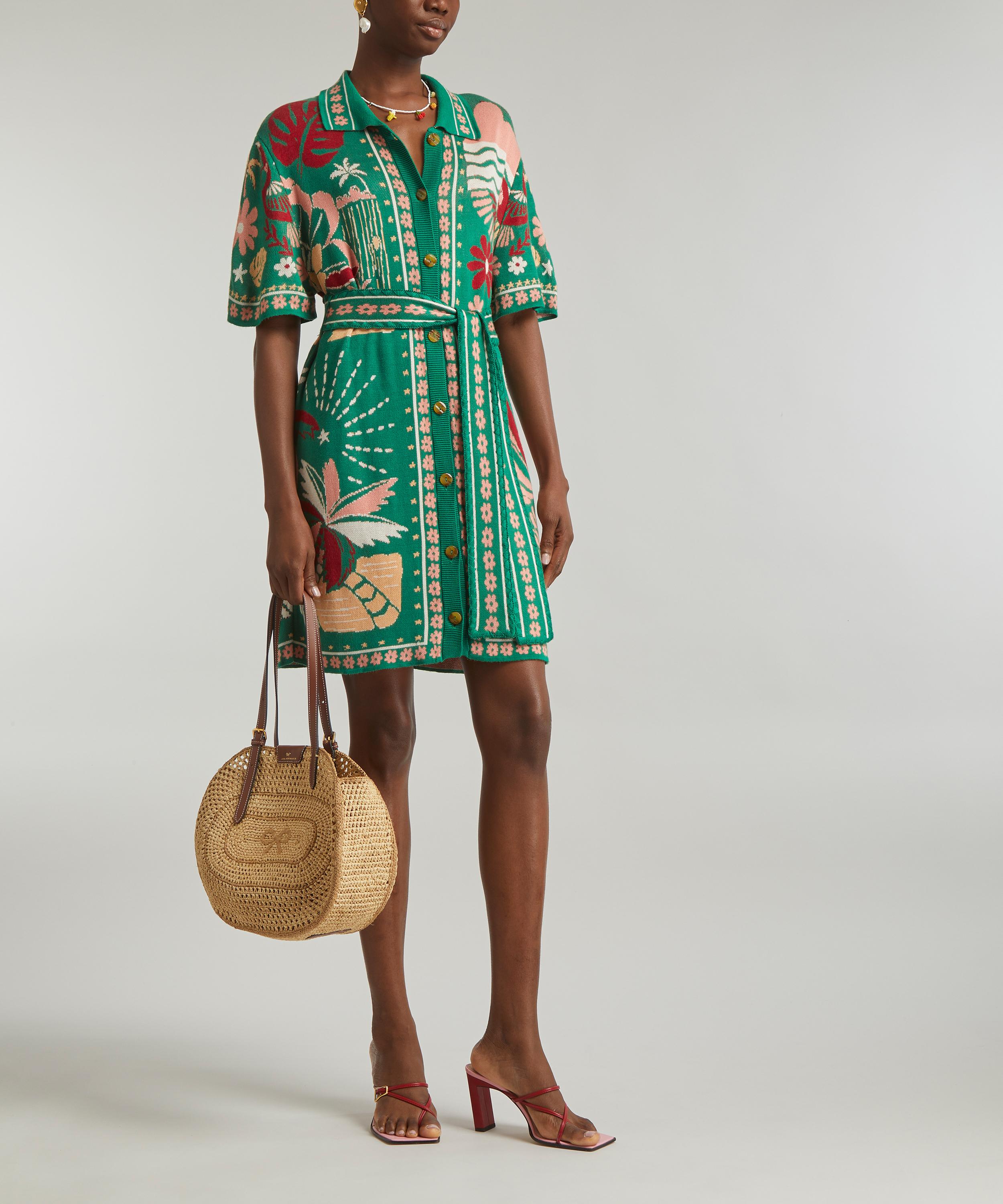 FARM Rio - Green Rio Tiles Knitted Shirtdress image number 1