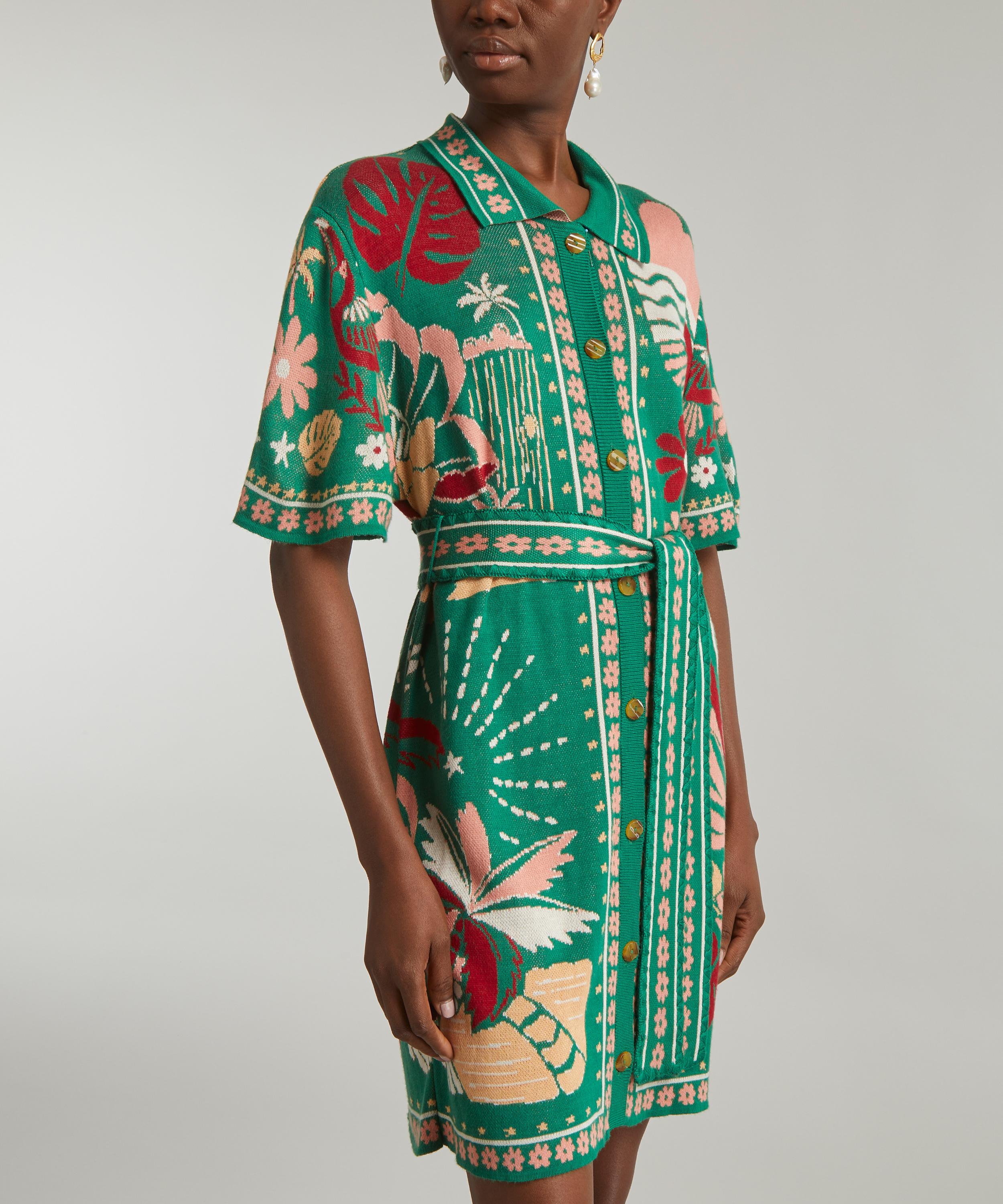 FARM Rio - Green Rio Tiles Knitted Shirtdress image number 2