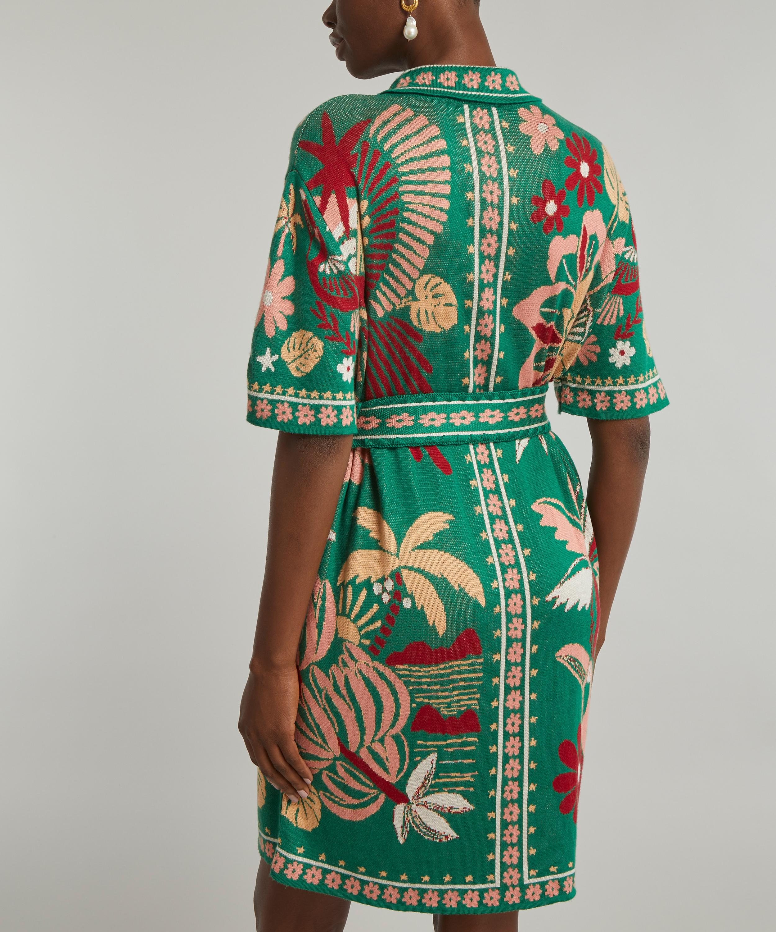 FARM Rio - Green Rio Tiles Knitted Shirtdress image number 3