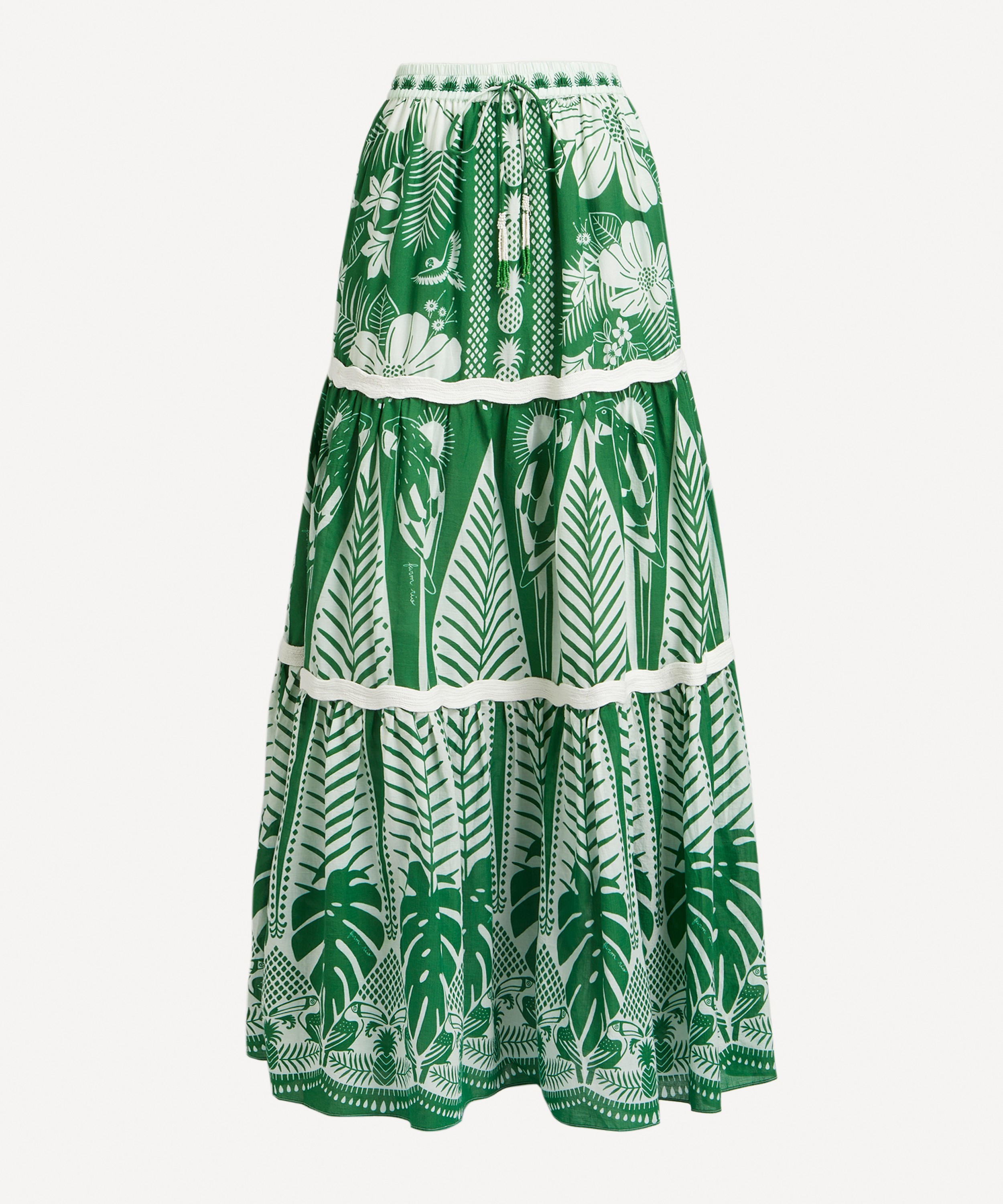 FARM Rio Macaw Elegance Off-White Maxi-Skirt | Liberty