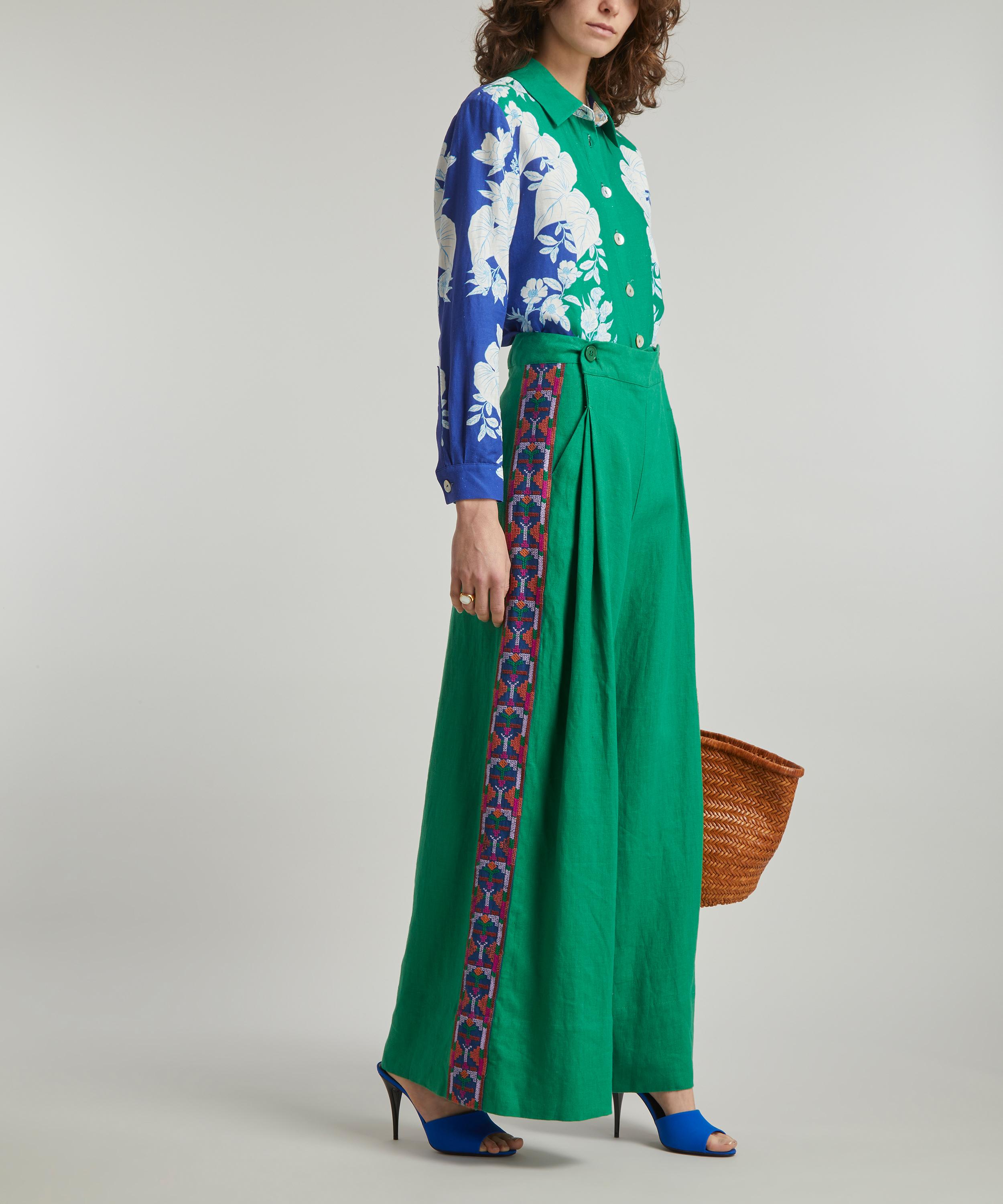 FARM Rio - Embroidered Green Bottom Trousers image number 1