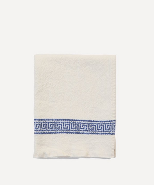 Astier de Villatte - Grecque 75x45cm Linen Blue Tea Towel image number null