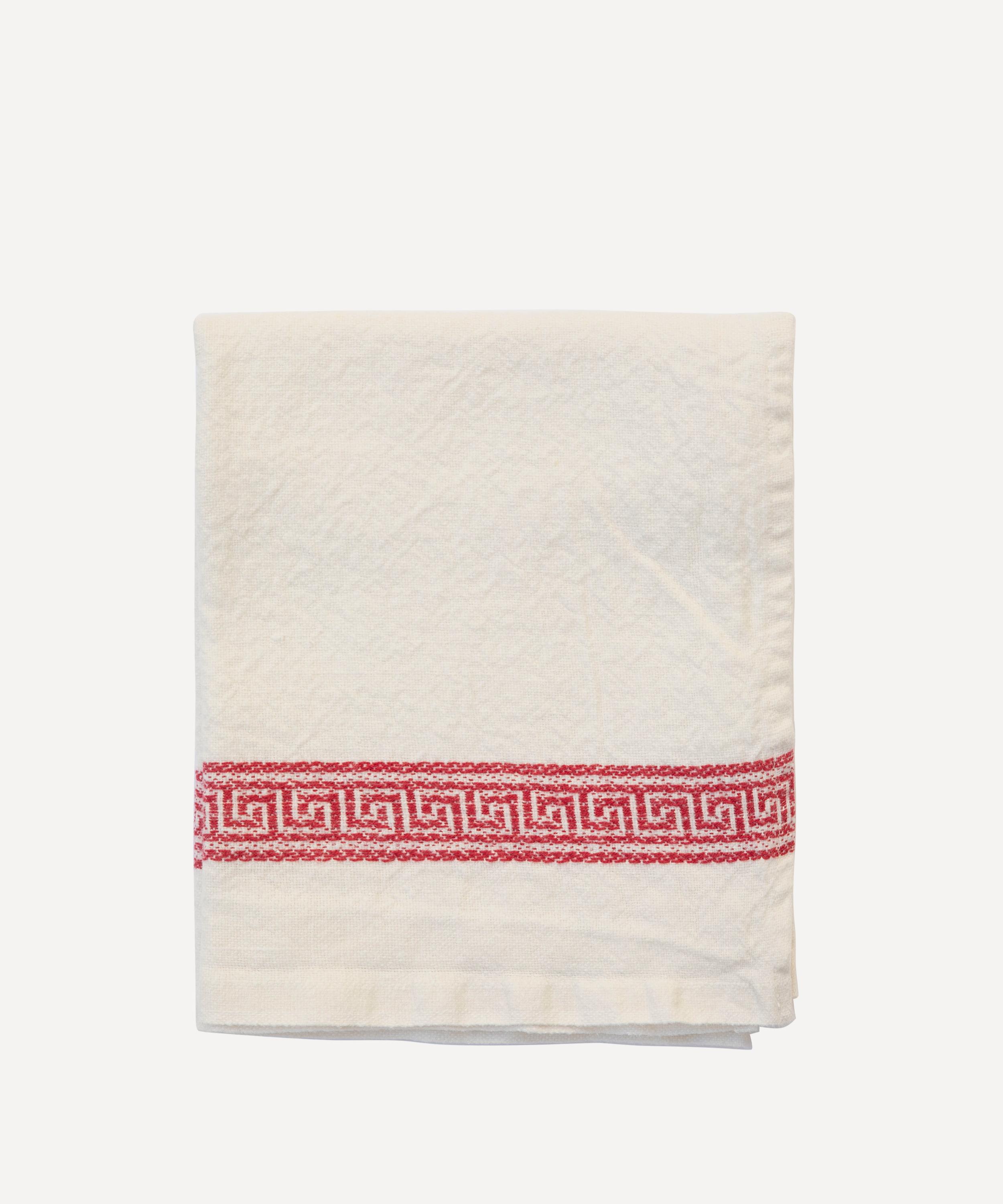 Astier de Villatte - Grecque 75x45cm Linen Red Tea Towel image number 0