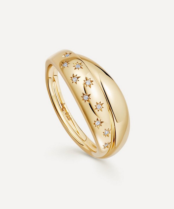 Astley Clarke - 18ct Gold-Plated Vermeil Silver Celestial Half Star Double Ring image number null