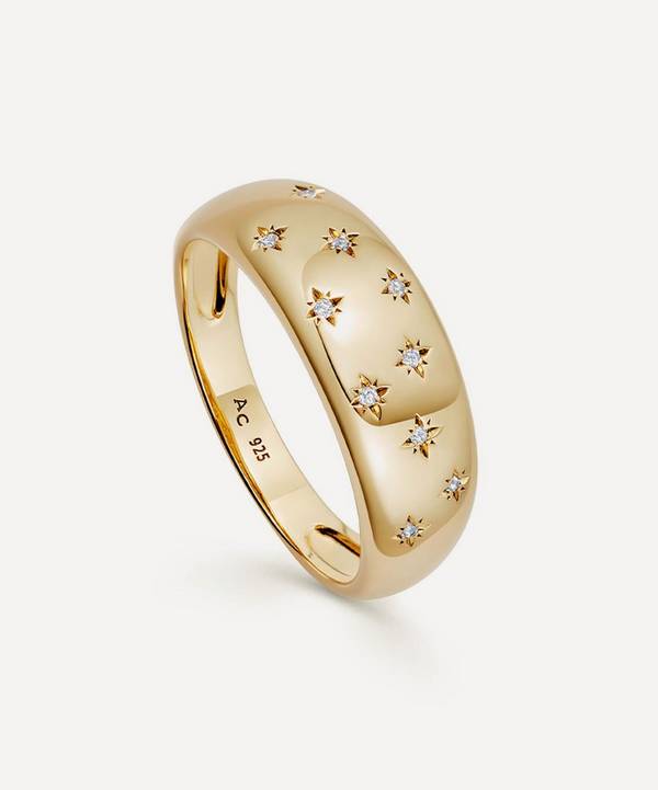 Astley Clarke - 18ct Gold-Plated Vermeil Silver Celestial Tiny Star Wide Band Ring image number 0
