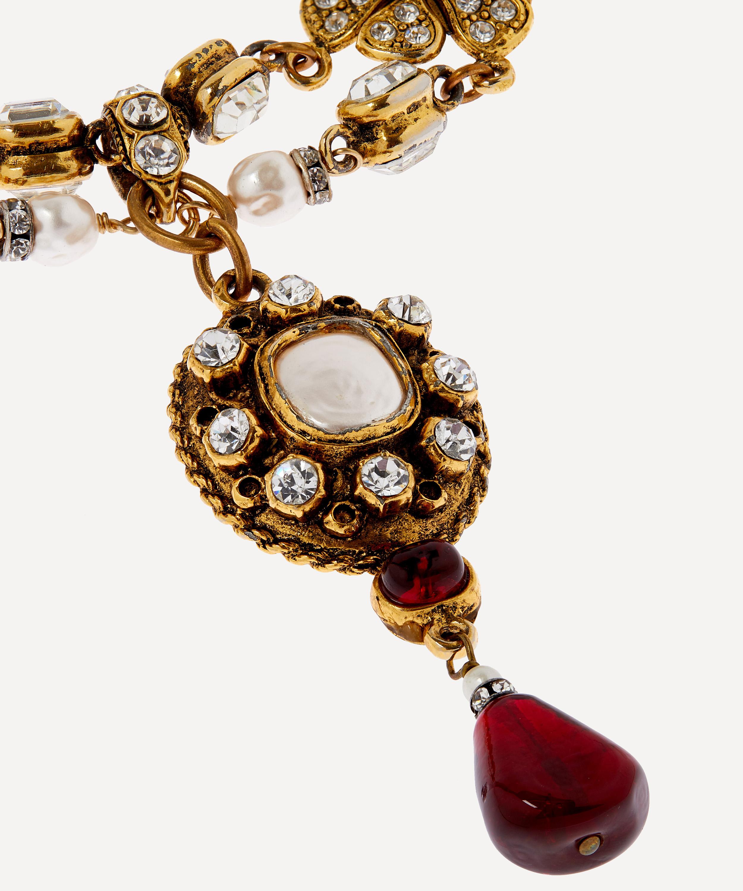 Designer Vintage - 1980’s Chanel Gilt Faux Ruby And Diamond Pearl Necklace image number 1