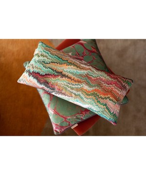 Susi Bellamy - Multi Plumes Velvet Oblong Cushion image number 2
