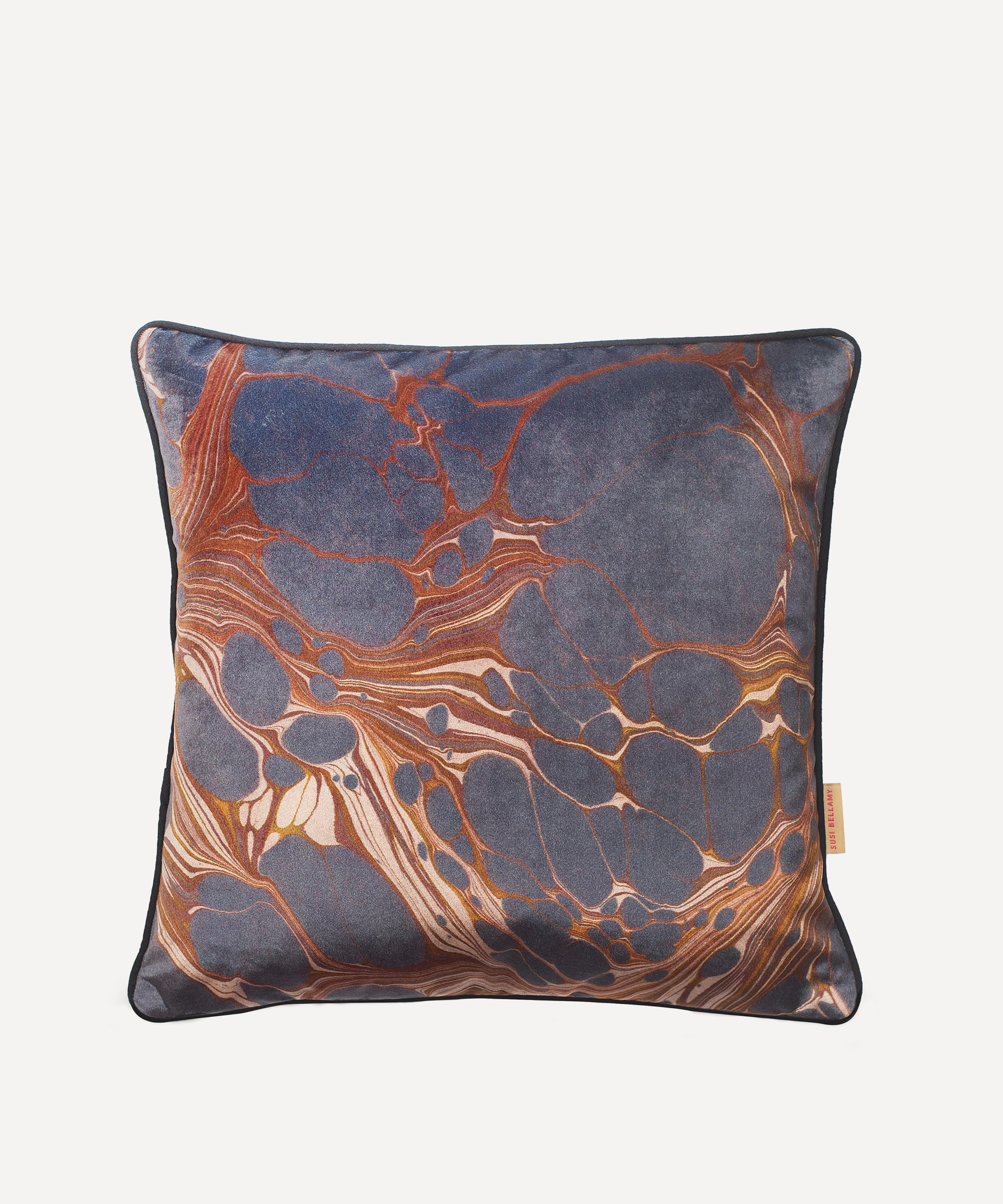 Susi Bellamy - Marbled Fig Velvet Square Cushion image number 0