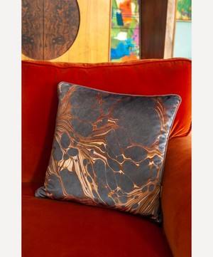 Susi Bellamy - Marbled Fig Velvet Square Cushion image number 1