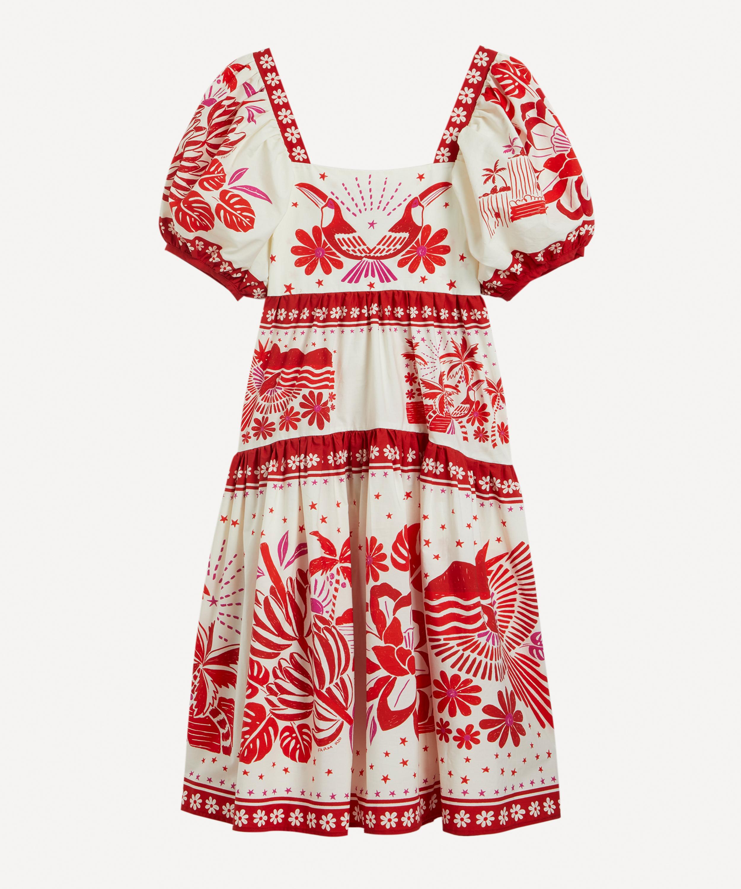 FARM Rio - Off-White Rio Tiles Midi-Dress image number 0