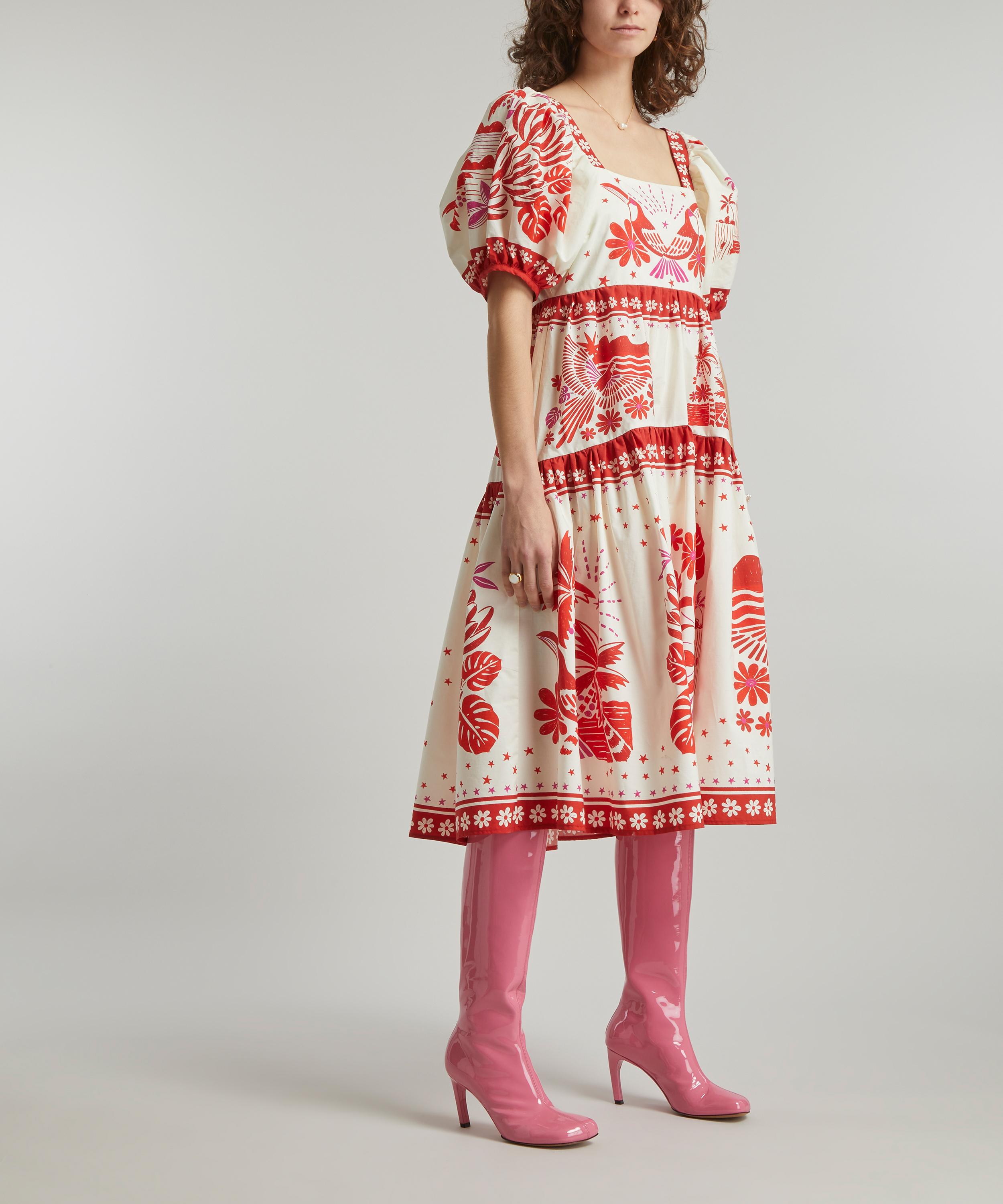 FARM Rio - Off-White Rio Tiles Midi-Dress image number 2