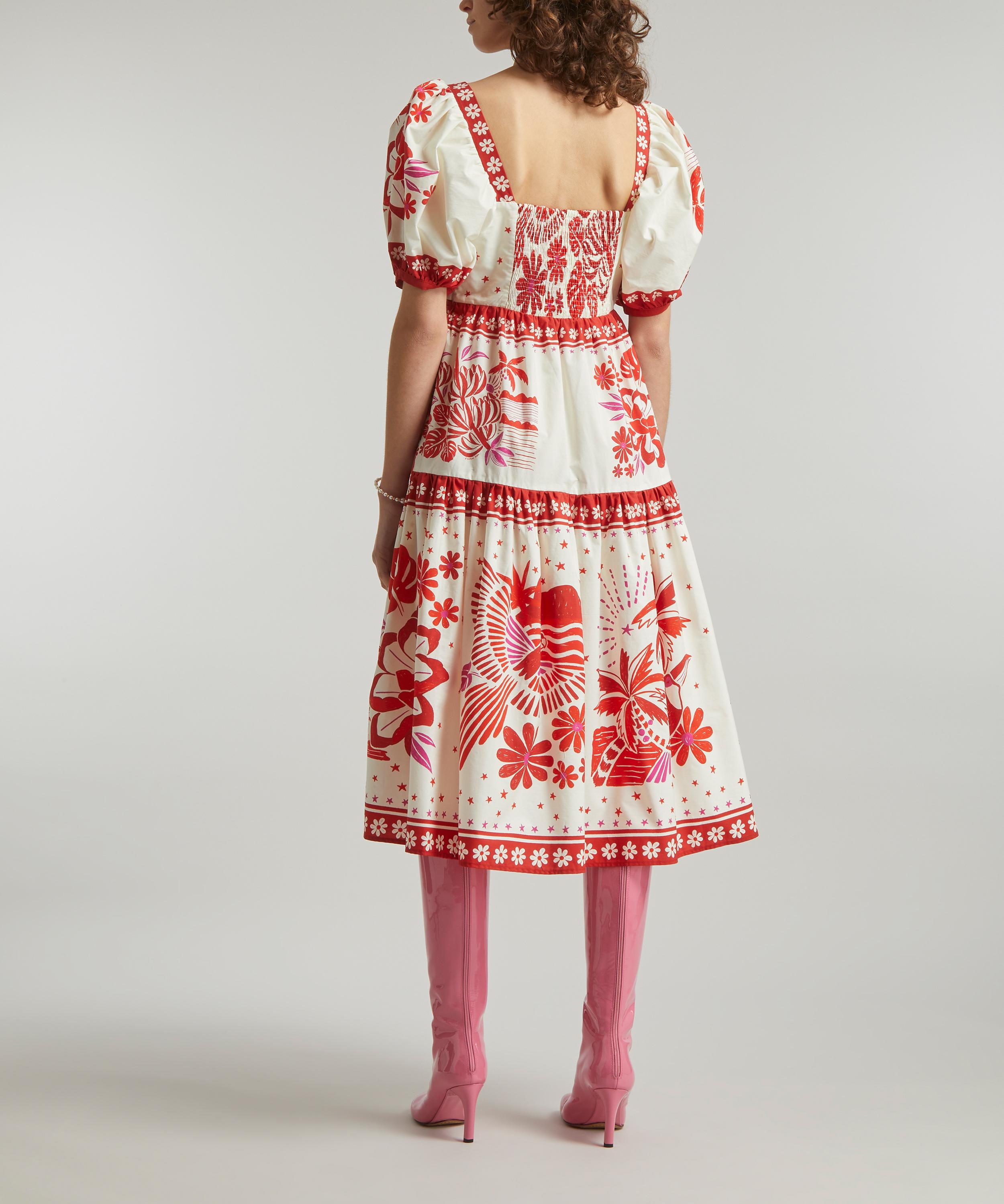FARM Rio - Off-White Rio Tiles Midi-Dress image number 3