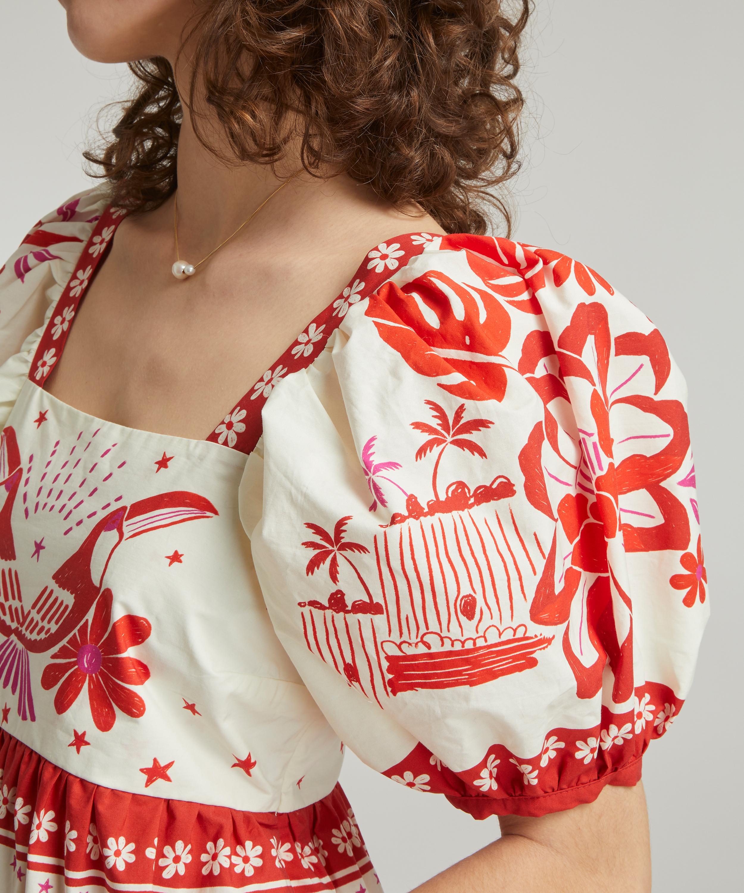 FARM Rio - Off-White Rio Tiles Midi-Dress image number 4