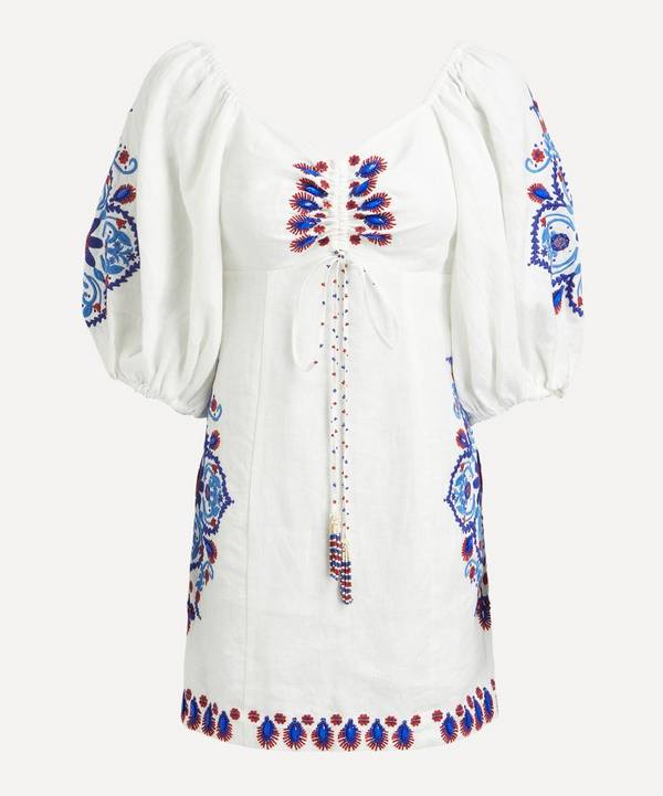 FARM Rio - Off-White Navy Embroidered Mini-Dress image number 0