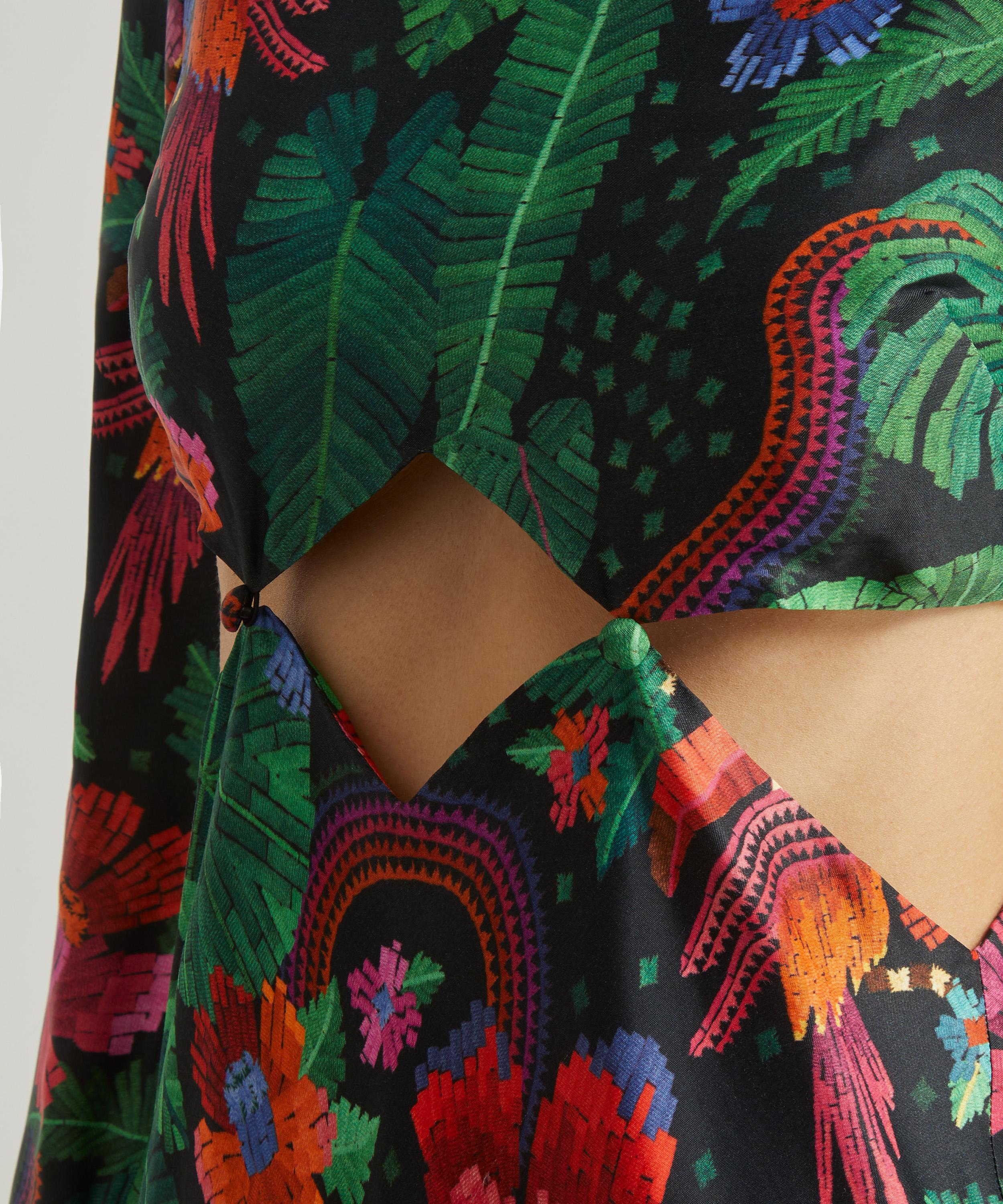 FARM Rio - Black Blooming Garden Cut-Out Midi-Dress image number 4
