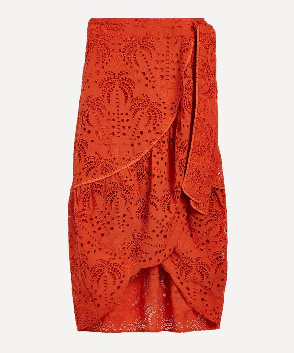 FARM Rio - Orange Palm Tree Richelieu Midi-Skirt