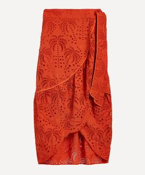 Orange Palm Tree Richelieu Midi-Skirt