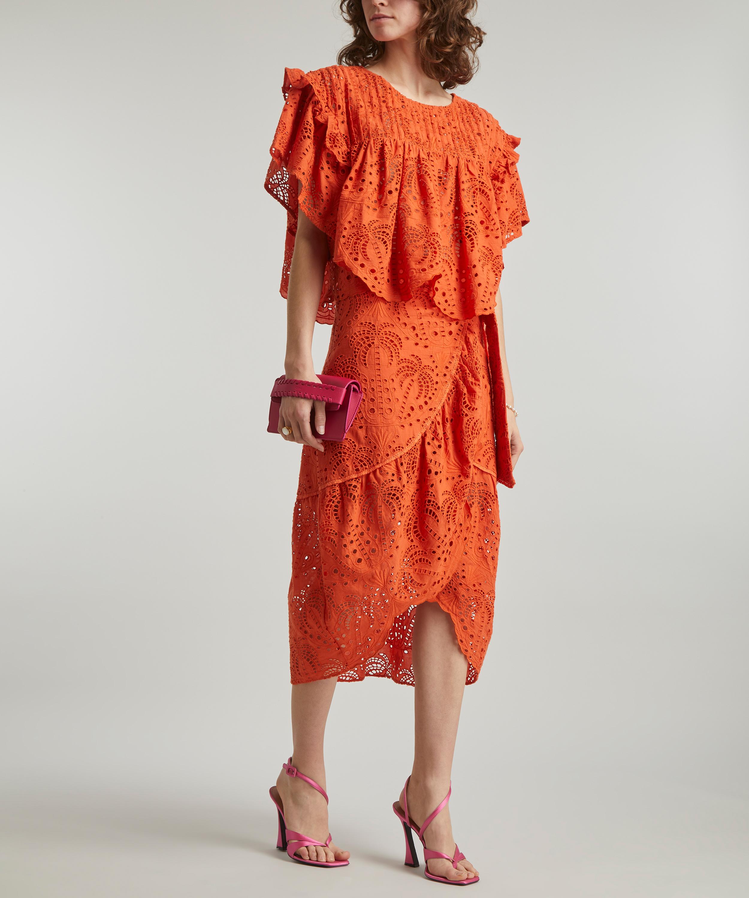 FARM Rio - Orange Palm Tree Richelieu Blouse image number 1