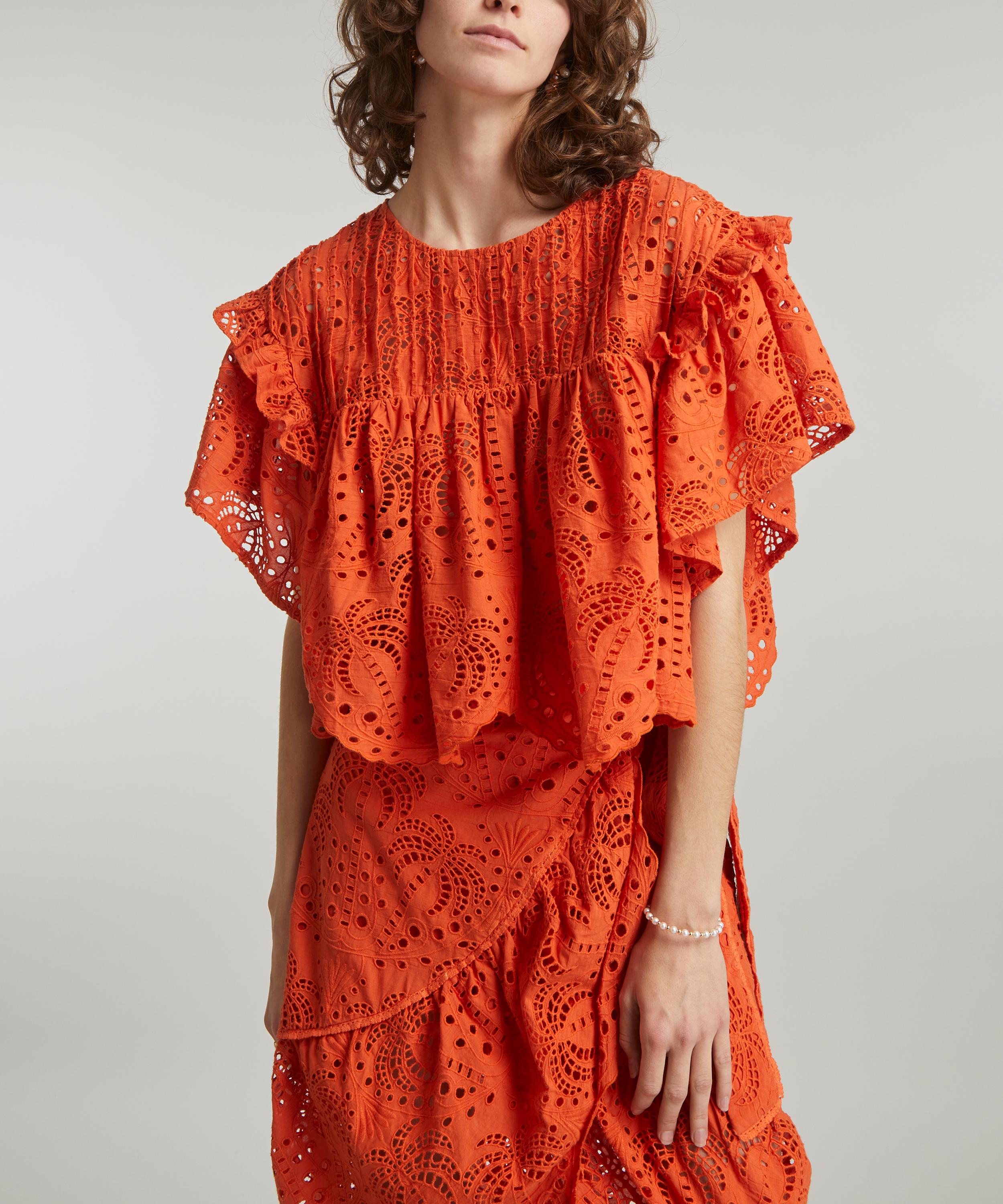 FARM Rio - Orange Palm Tree Richelieu Blouse image number 2