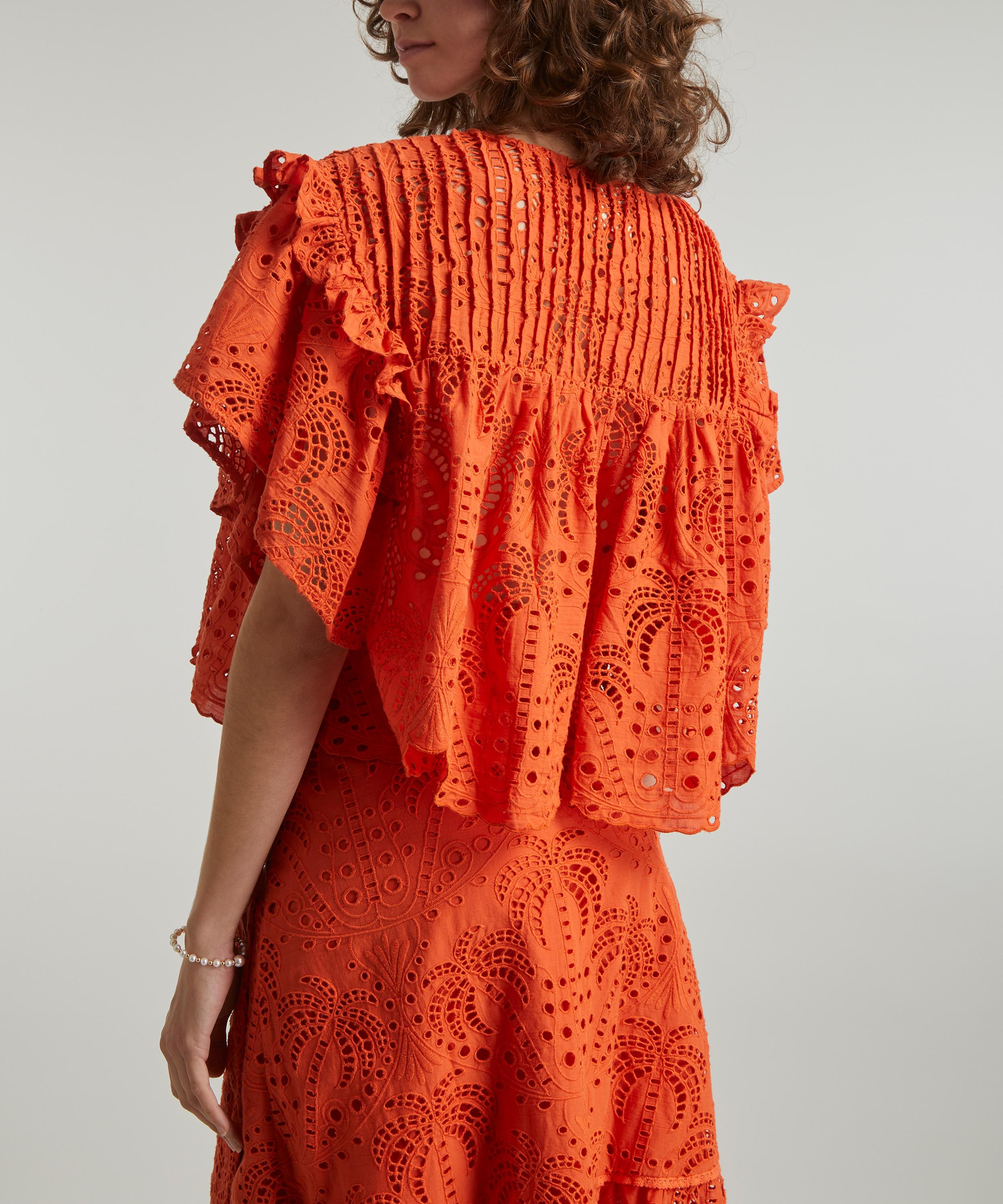 FARM Rio - Orange Palm Tree Richelieu Blouse image number 3