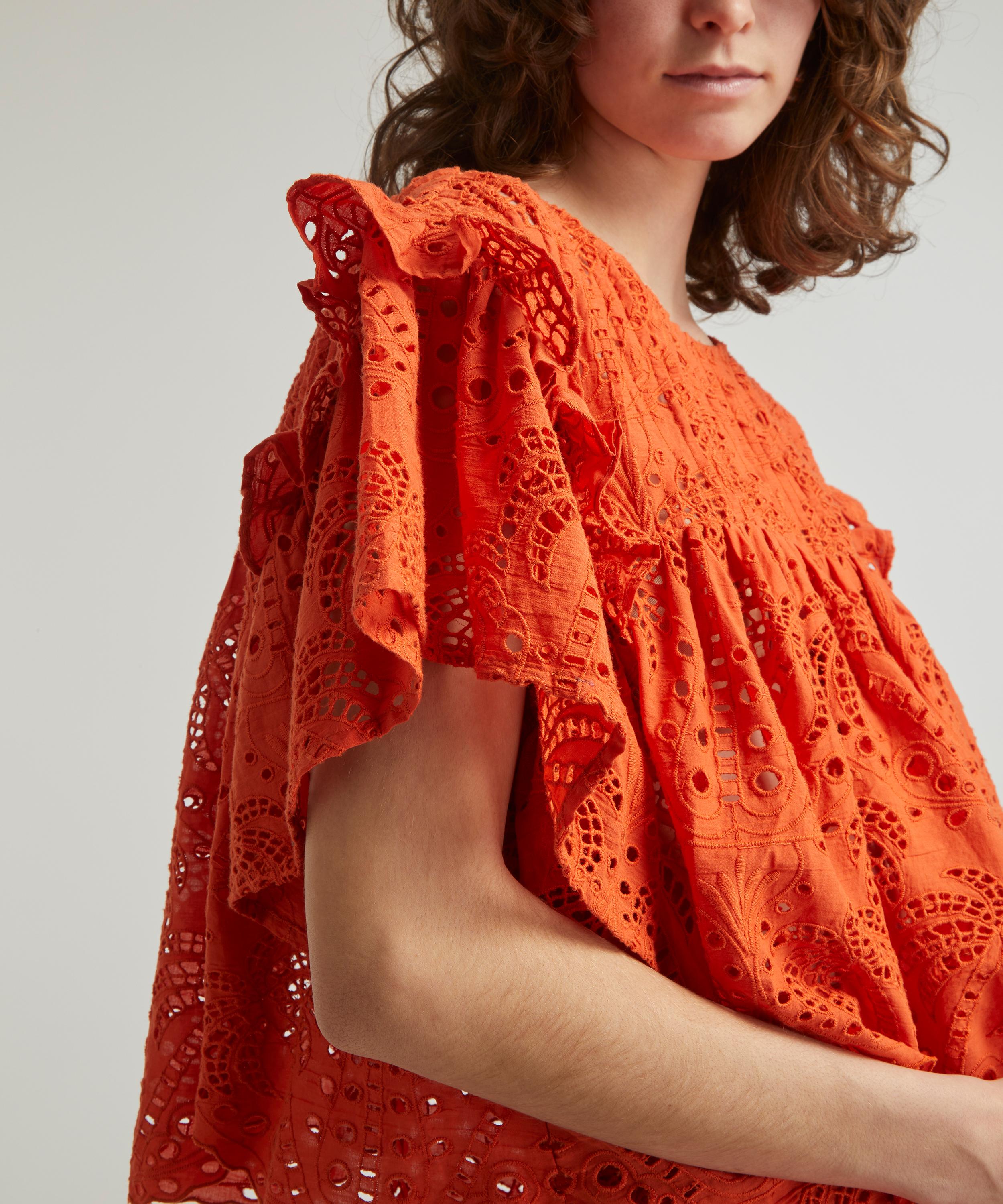 FARM Rio - Orange Palm Tree Richelieu Blouse image number 4