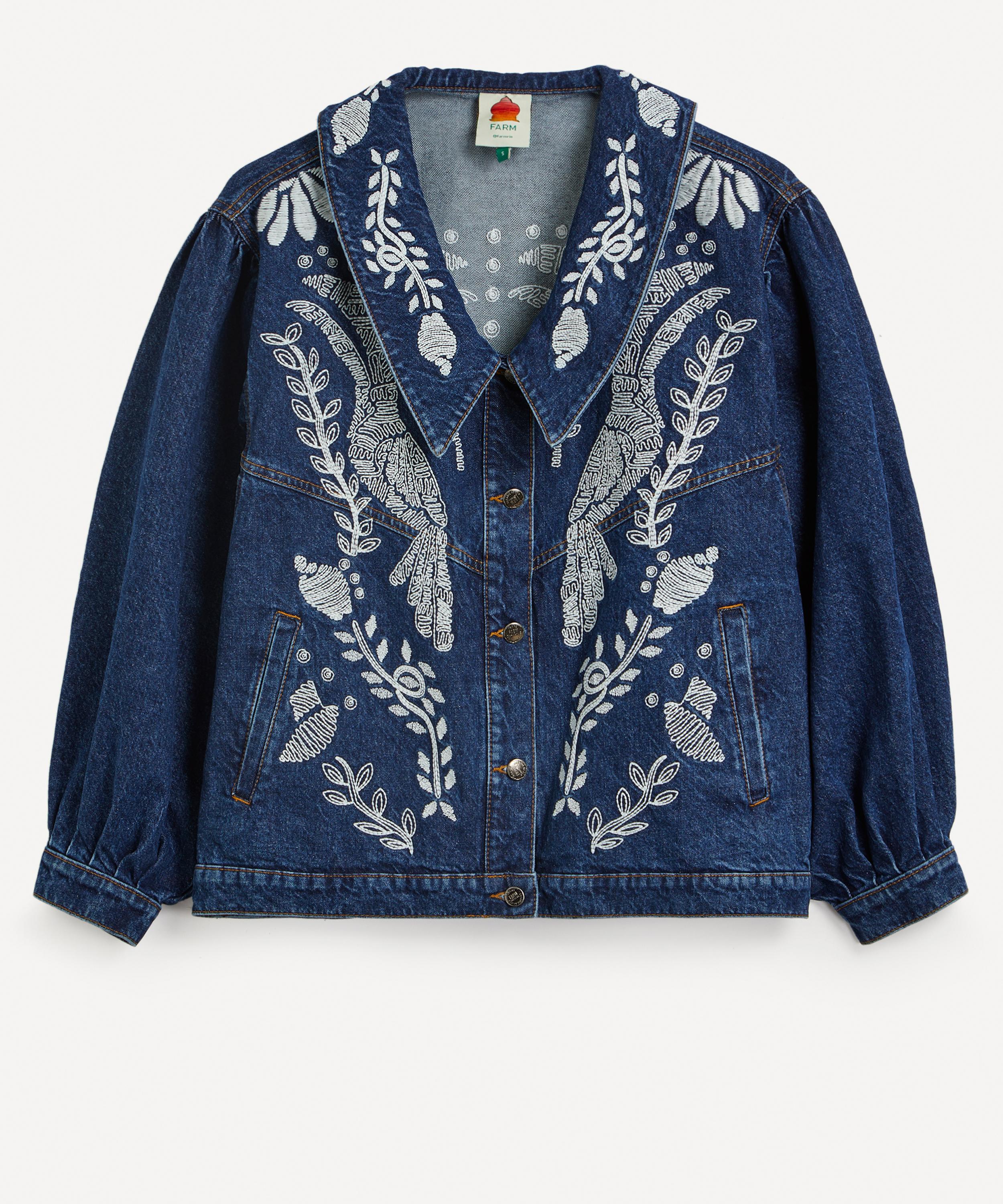 FARM Rio Jungle Flow Embroidered Denim Jacket