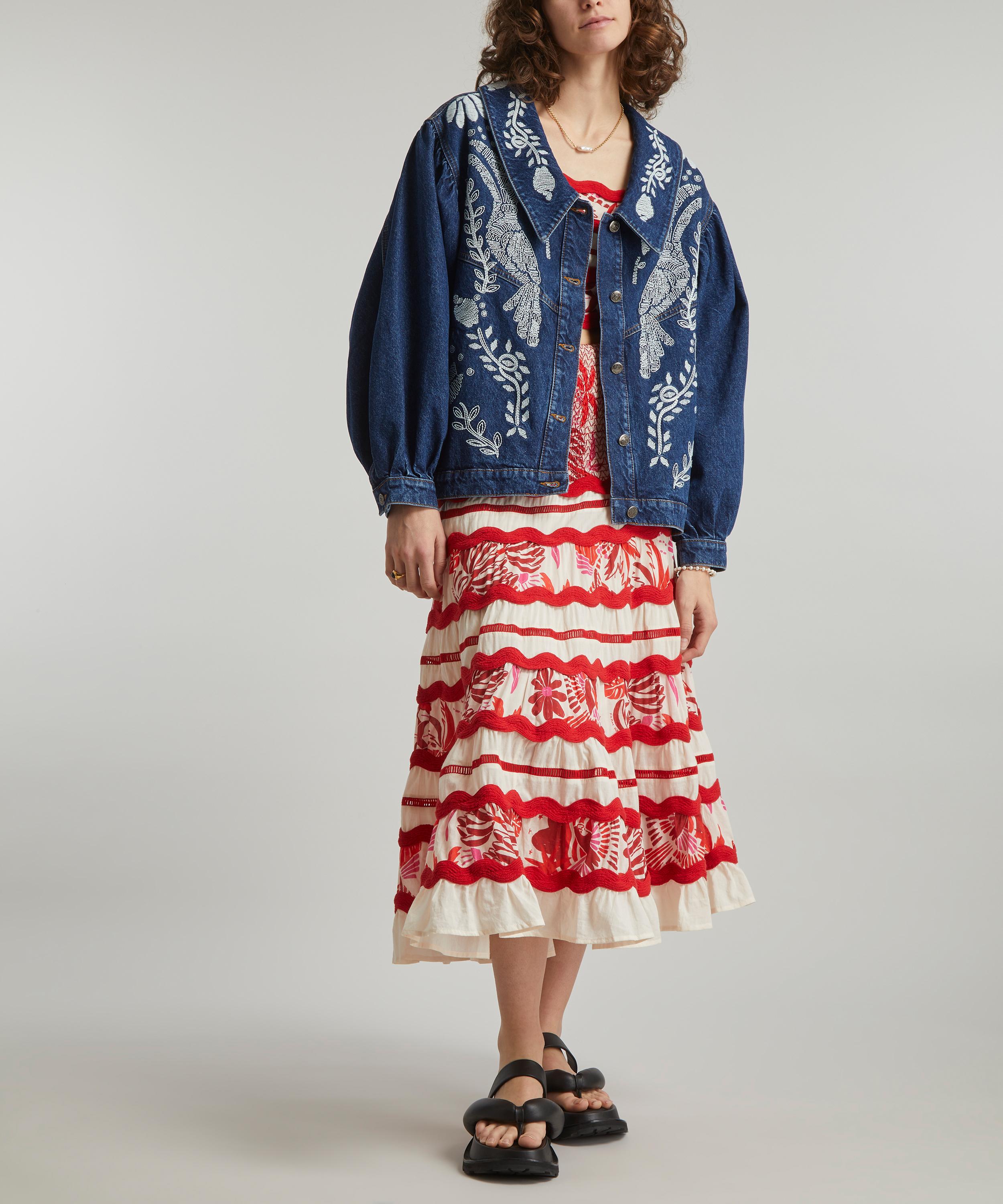 FARM Rio - Jungle Flow Embroidered Denim Jacket image number 1