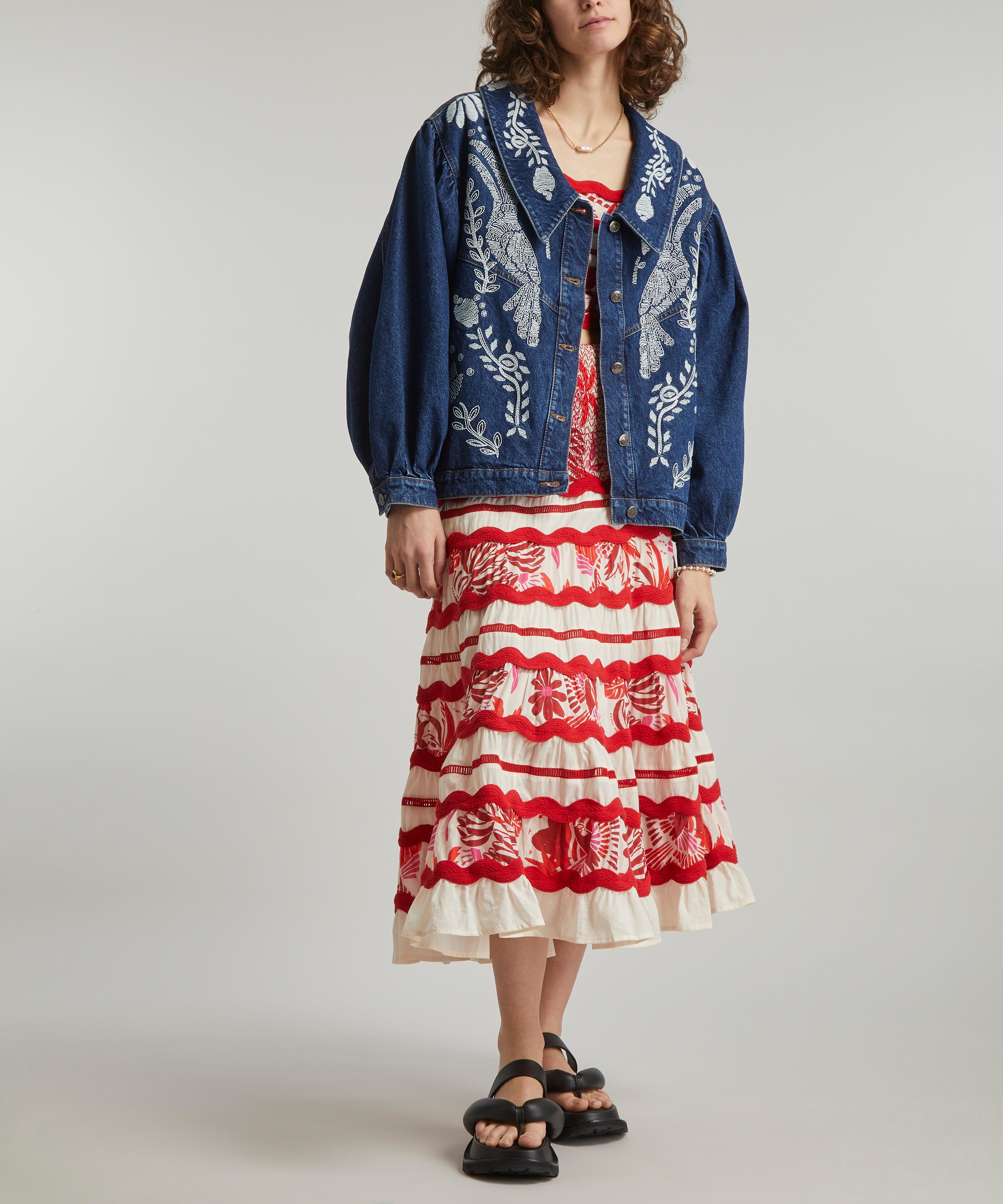 FARM Rio Jungle Flow Embroidered Denim Jacket | Liberty