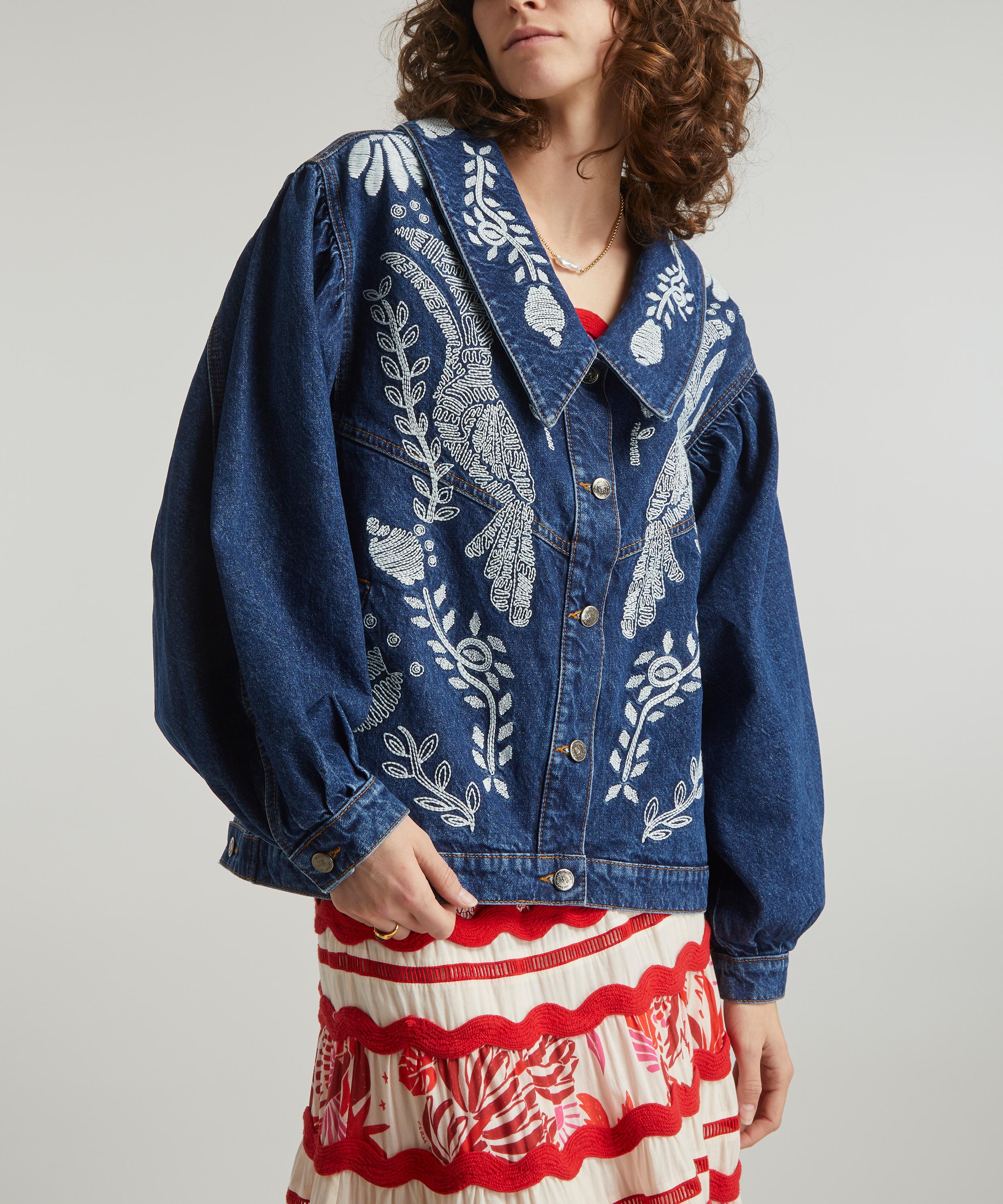 FARM Rio Jungle Flow Embroidered Denim Jacket