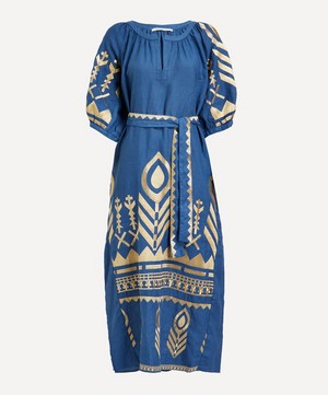 Kori - Feathers Embroidered Belted Midi-Dress image number 0