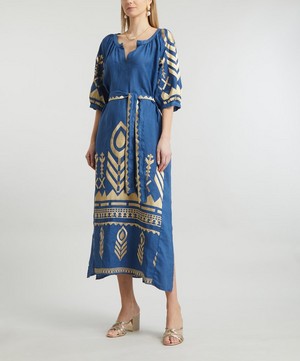 Kori - Feathers Embroidered Belted Midi-Dress image number 2