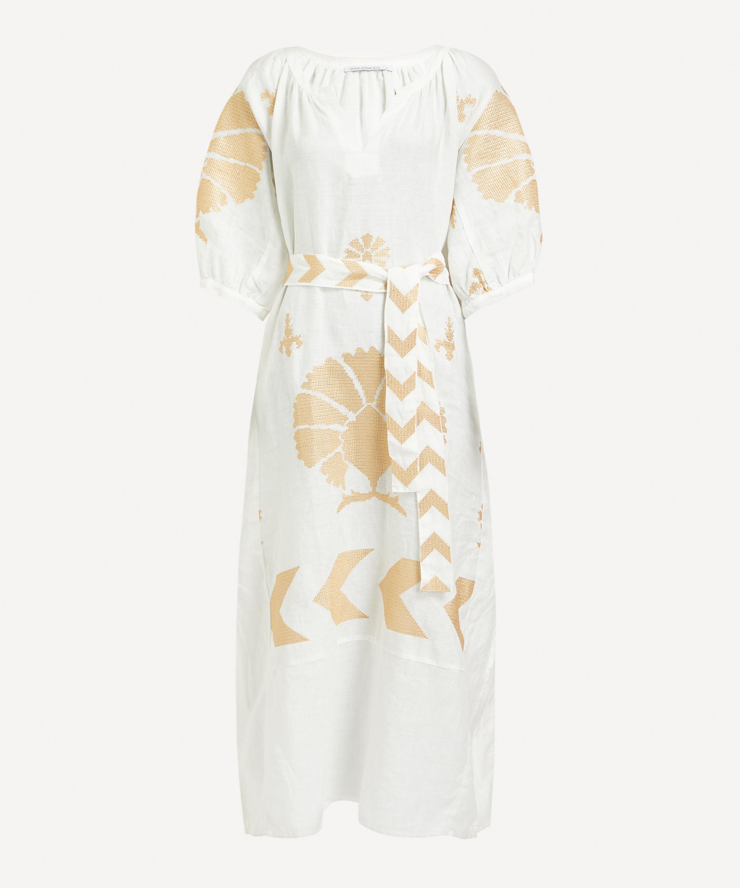 Kori - Peacock Embroidered Belted Midi-Dress image number 0
