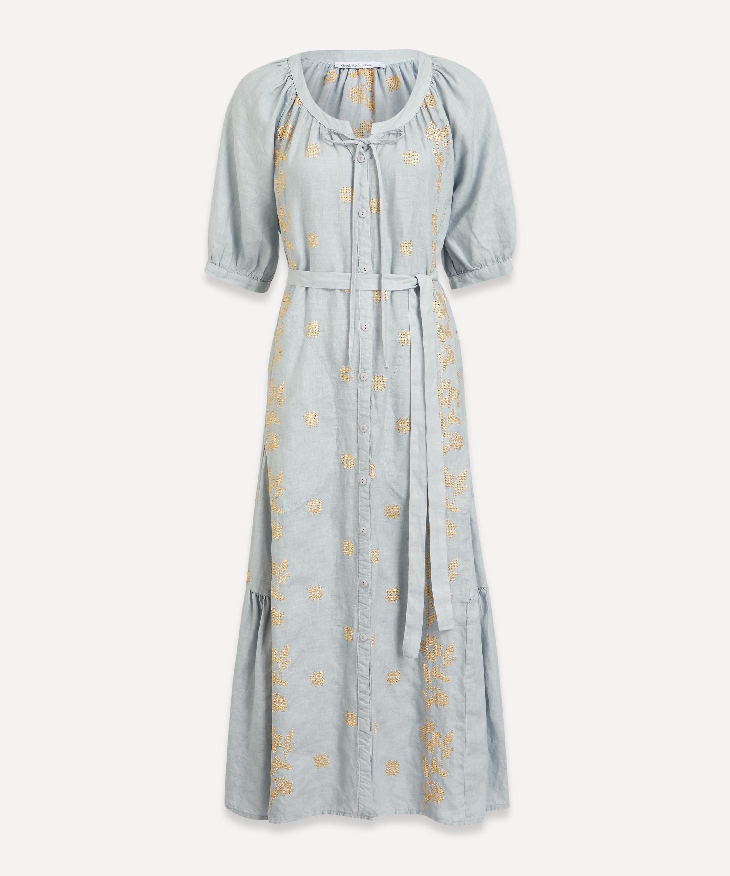 Kori - Daisy Embroidered Button-Up Midi-Dress image number 0