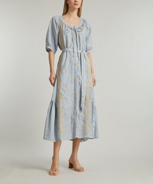 Kori - Daisy Embroidered Button-Up Midi-Dress image number 1